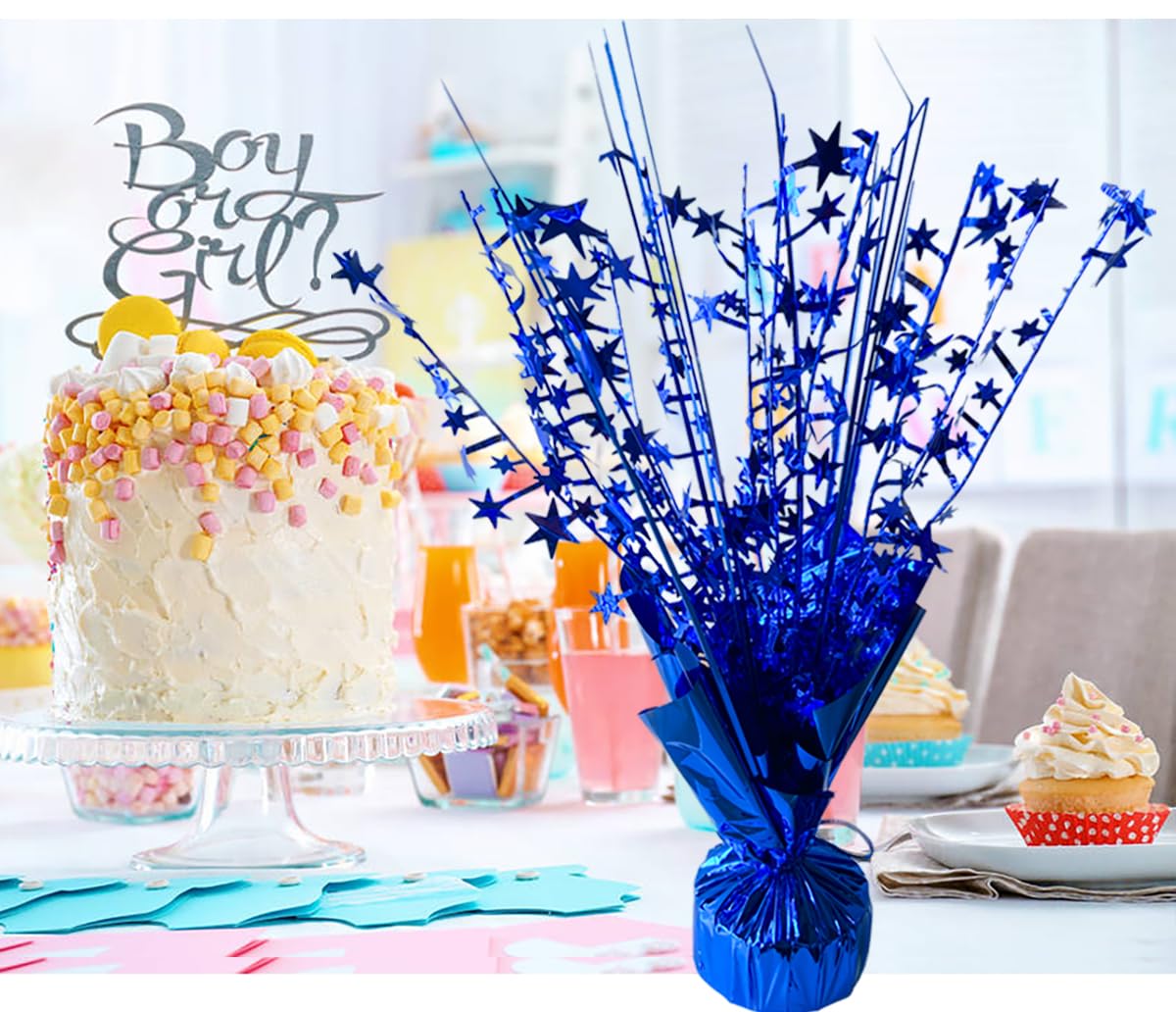 FUBININA Paquete de 6 centros de mesa de papel de aluminio metálico, decoración de mesa de estrella, centros de mesa para cumpleaños, boda, aniversario, graduación, vacaciones, fiestas, decoración,