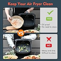 Vista 5 de 3 tamaños Forro de papel desechable para freidora de aire compatible con horno tostador Ninja Foodi Dual Air Freider, freidora de aire
