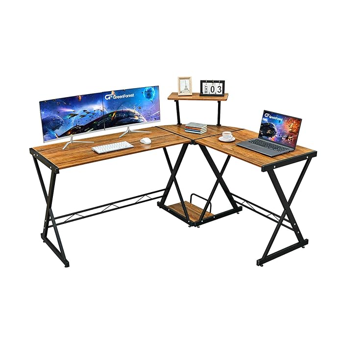 Buy GreenForest L Shaped Desk 58” Reversible Corner Computer Desk with