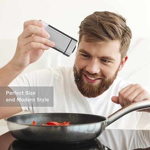 Miniatura 6 de Aelga - Salero y pimentero con orificios ajustables para verter, juego de salero y pimienta, perfecto para pimienta negra, Kosher y sal marina