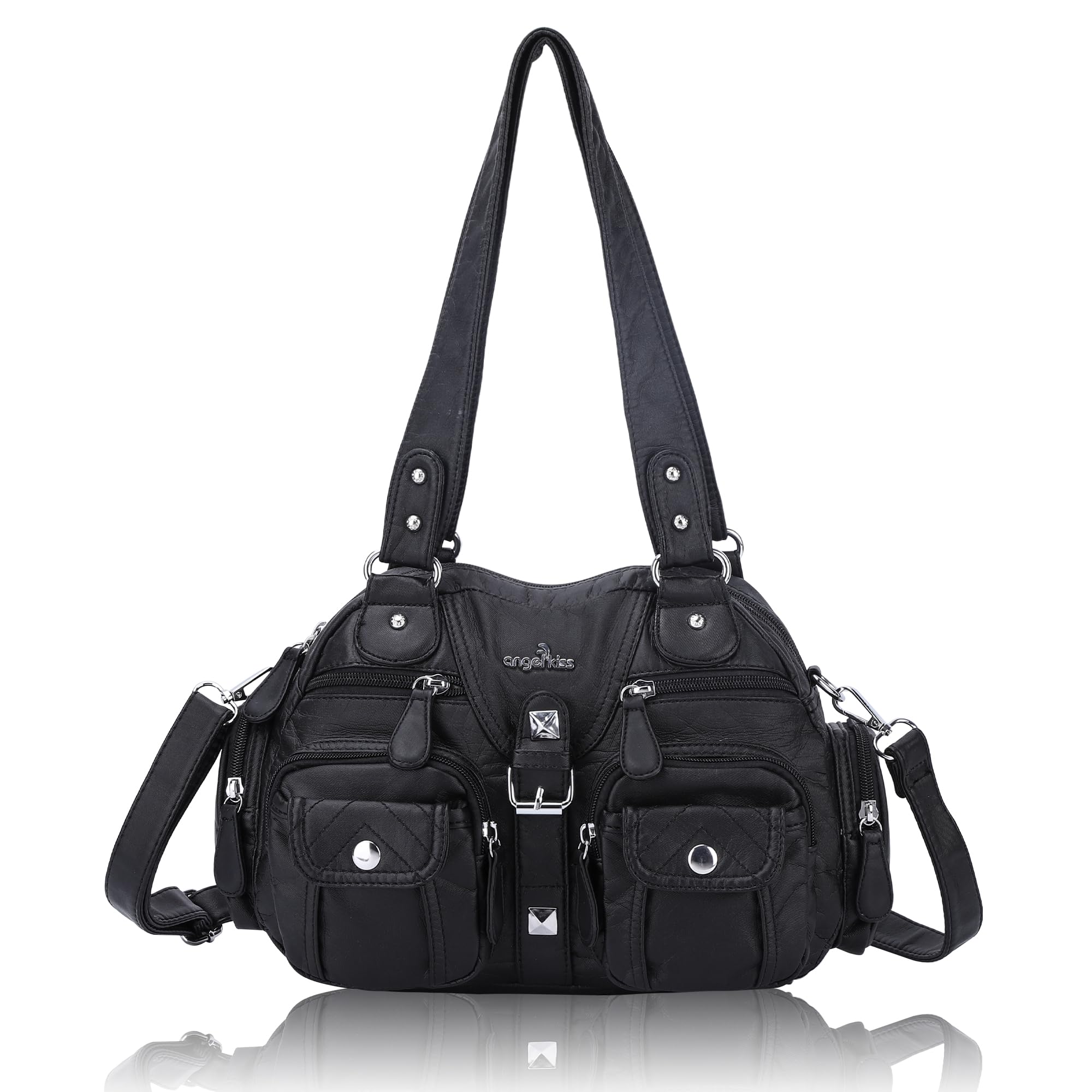 Angel Kiss Handtaschen, Umhängetaschen, Damen, Leder, große Kapazität, Umhängetasche, Damen, PU-Leder, mit verstellbarem Schultergurt, Messenger-Tasche für Büro, Shopping, Reise