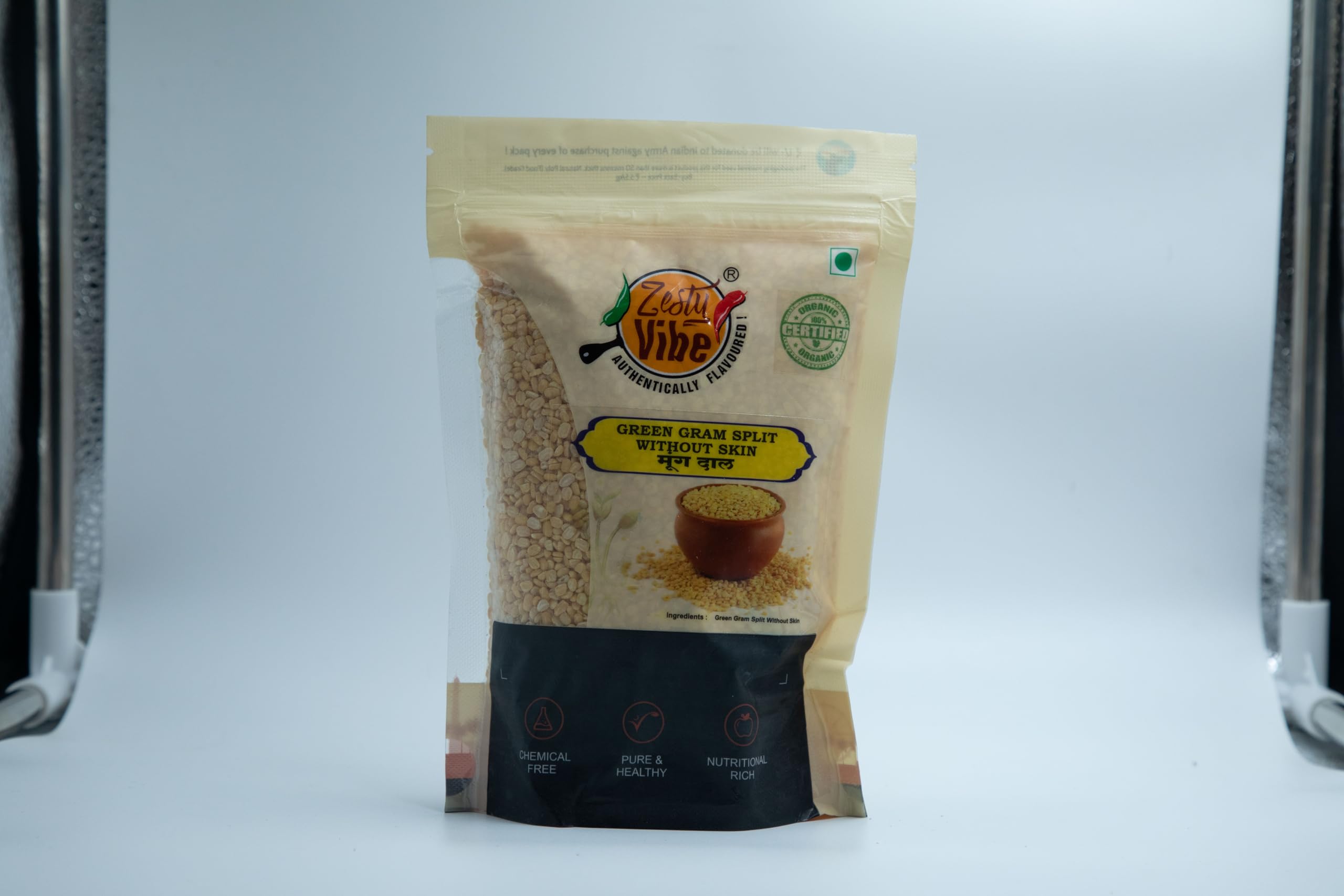 Zesty Vibe AUTHENTICALLY FLAVOURED! Organic Green Gram Split Without Skin-Pure And Nutritious-500G