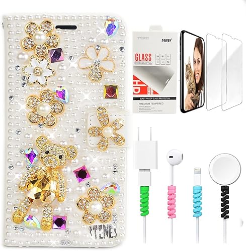 Miniatura 8 de STENES Bling - Funda tipo cartera compatible con Samsung Galaxy S21 Ultra, elegante, hecha a mano en 3D, diseño de flores de musoc, búho nocturno,