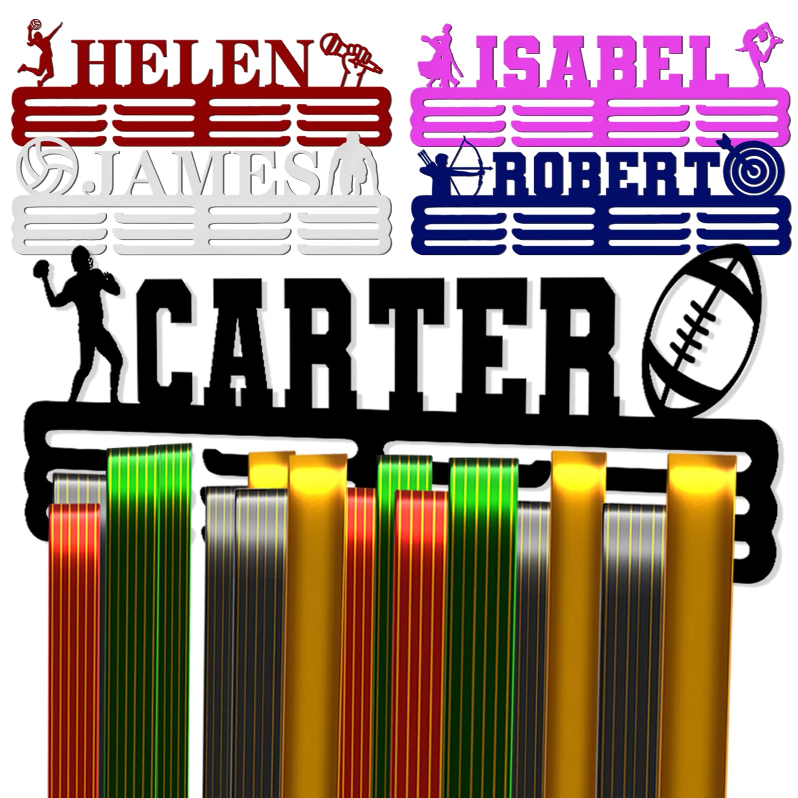 xrlsg Medal Hanger Display Personalized Medal Holder for Awards Ribbons Wall Mounted Custom Name Race Medal Hanger Display for Athletes