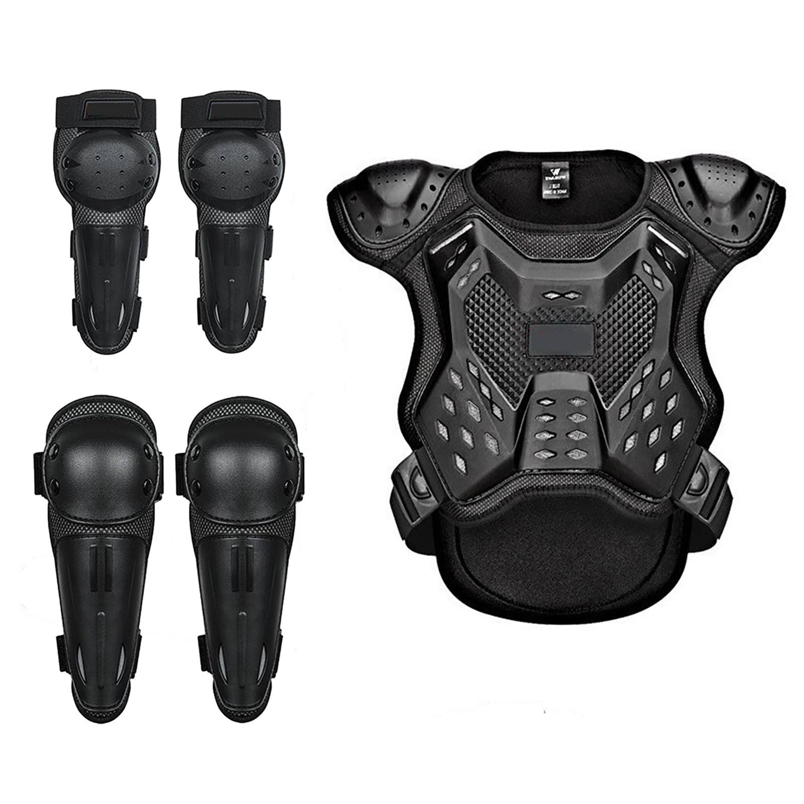 Conjunto De Protección Corporal Motocross, Protector De Pecho Y Espalda Ajustable con Coderas Y Rodilleras para Motos De Cross Enduro Montaña Y Skateboarding