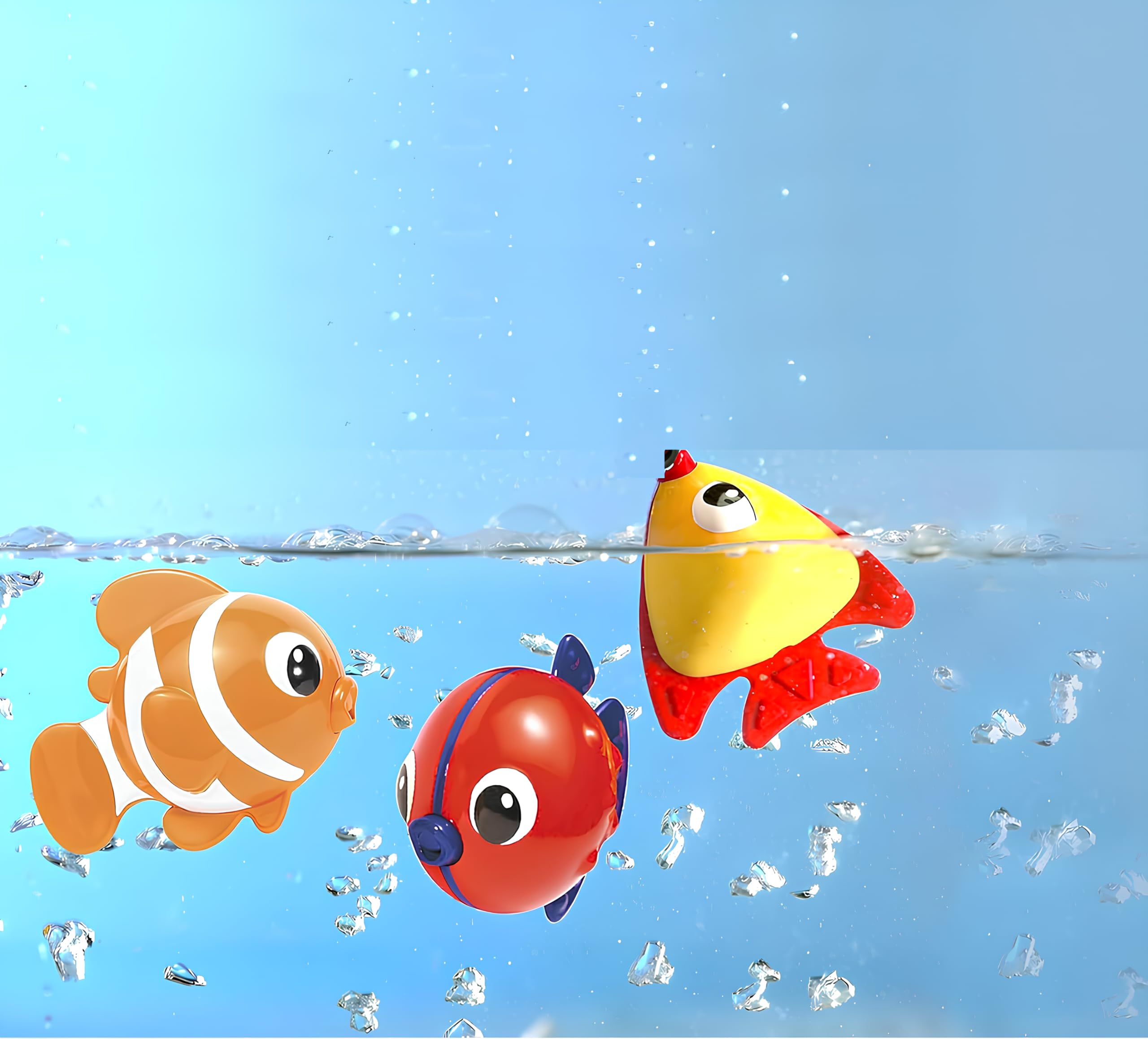 COSMOBABY Premium Non Magnetic 3 Aquatic Fishes Floating Baby Toys Bath | Multicolor