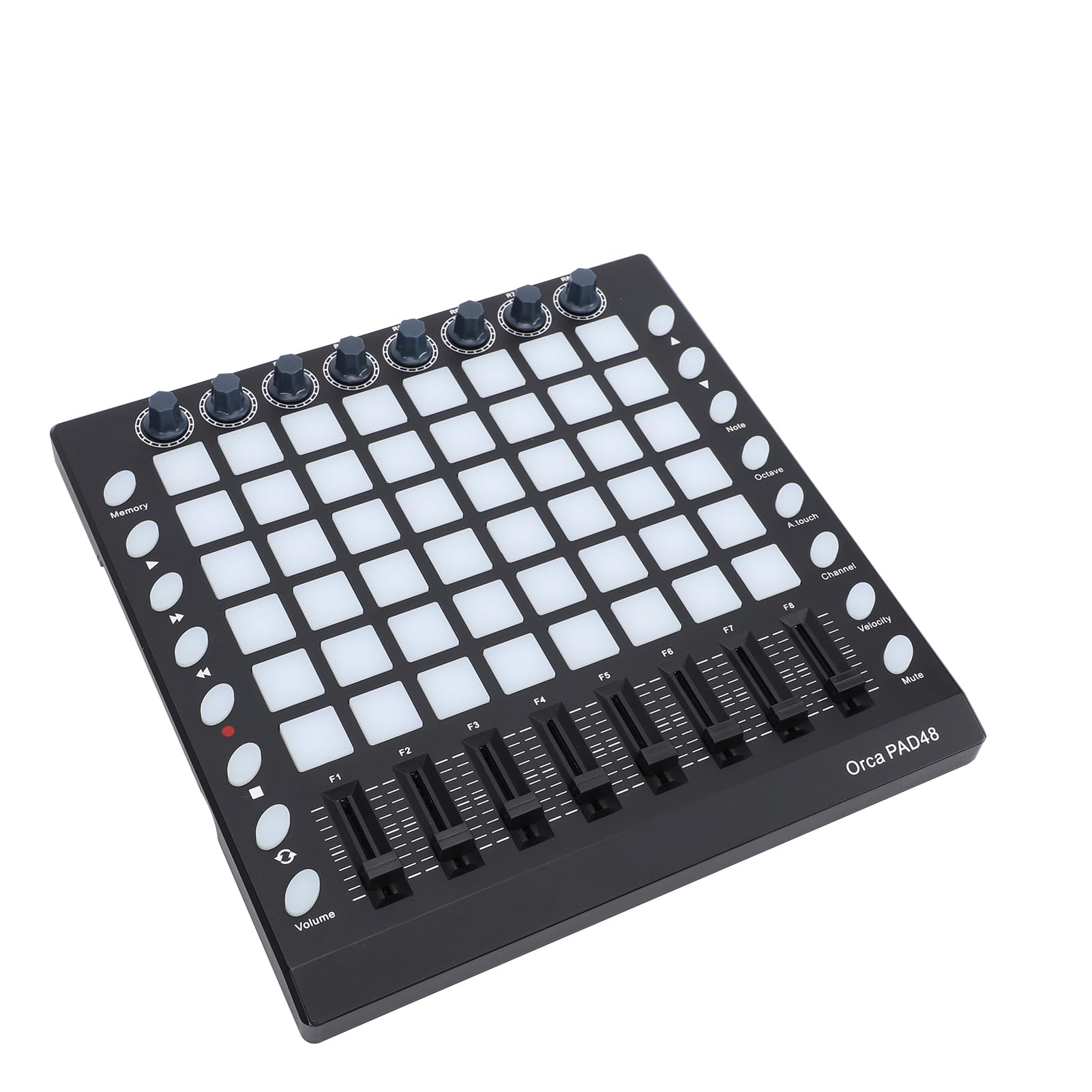 RiToEasysports Controlador MIDI, 48 Pads Retroiluminados RGB con 8 Perillas 8 Atenuadores para Producción Musical, Pad de Batería USB Portátil para DJ Performance Live Studio
