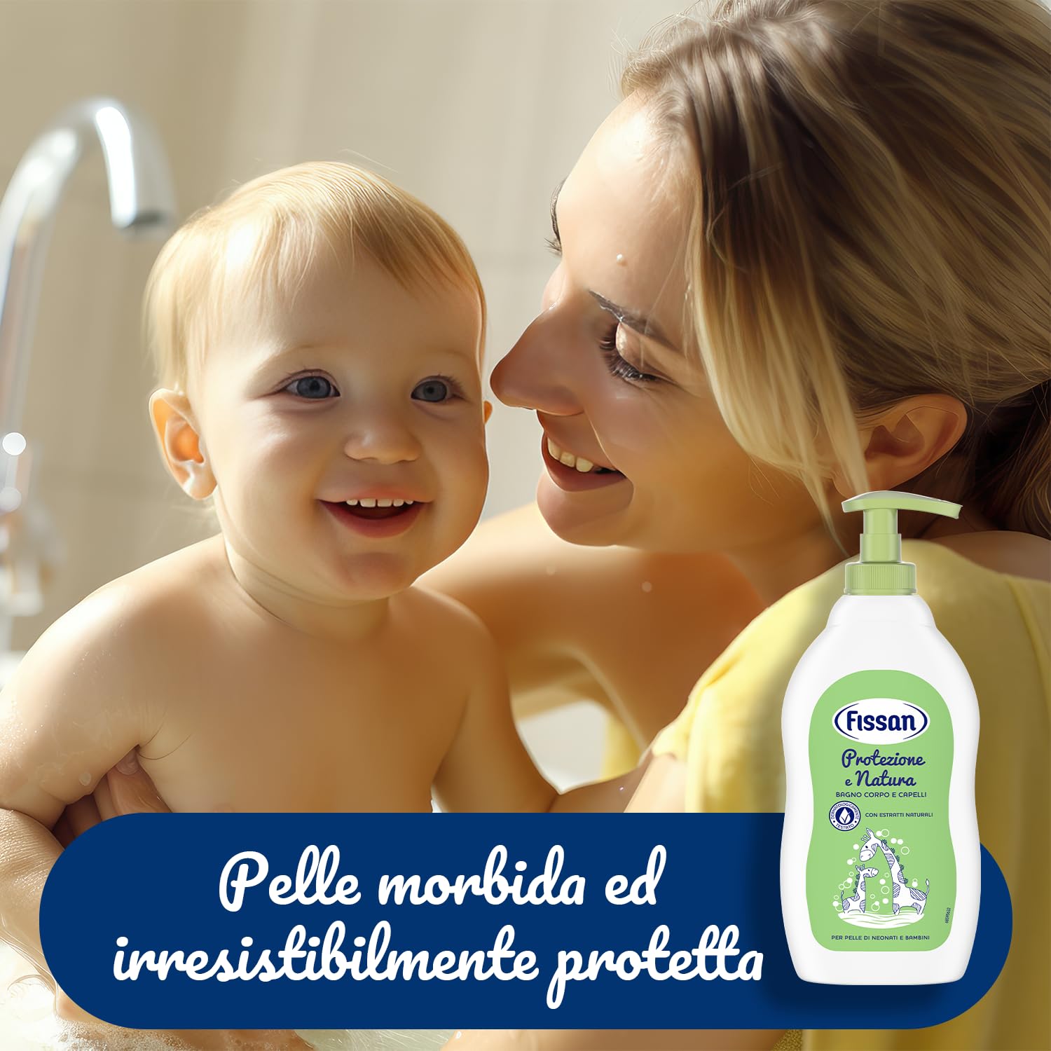 FISSAN - Protezione e Natura Bagno Corpo e Capelli per Pelle di Neonati e Bambini - Delicato sugli Occhi - 0% Coloranti e Detergenti Solfati - Dermatologicamente Testato - 6 Confezioni - 400ml