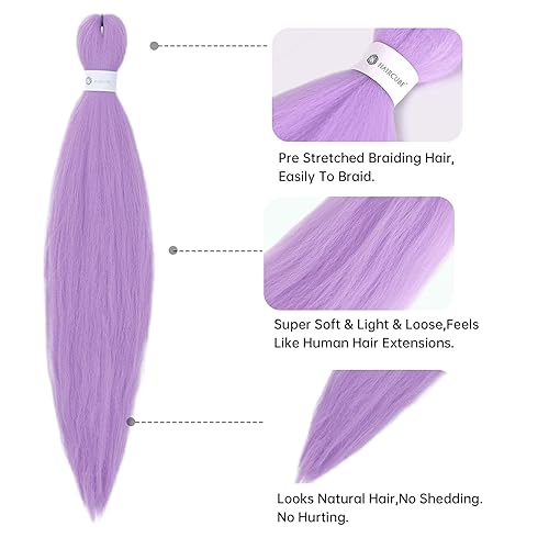 Miniatura 3 de Extensiones de cabello trenzado preestiradas de 26 pulgadas, 6 paquetes de extensiones de cabello sintético Yaki suaves profesionales con ajuste de