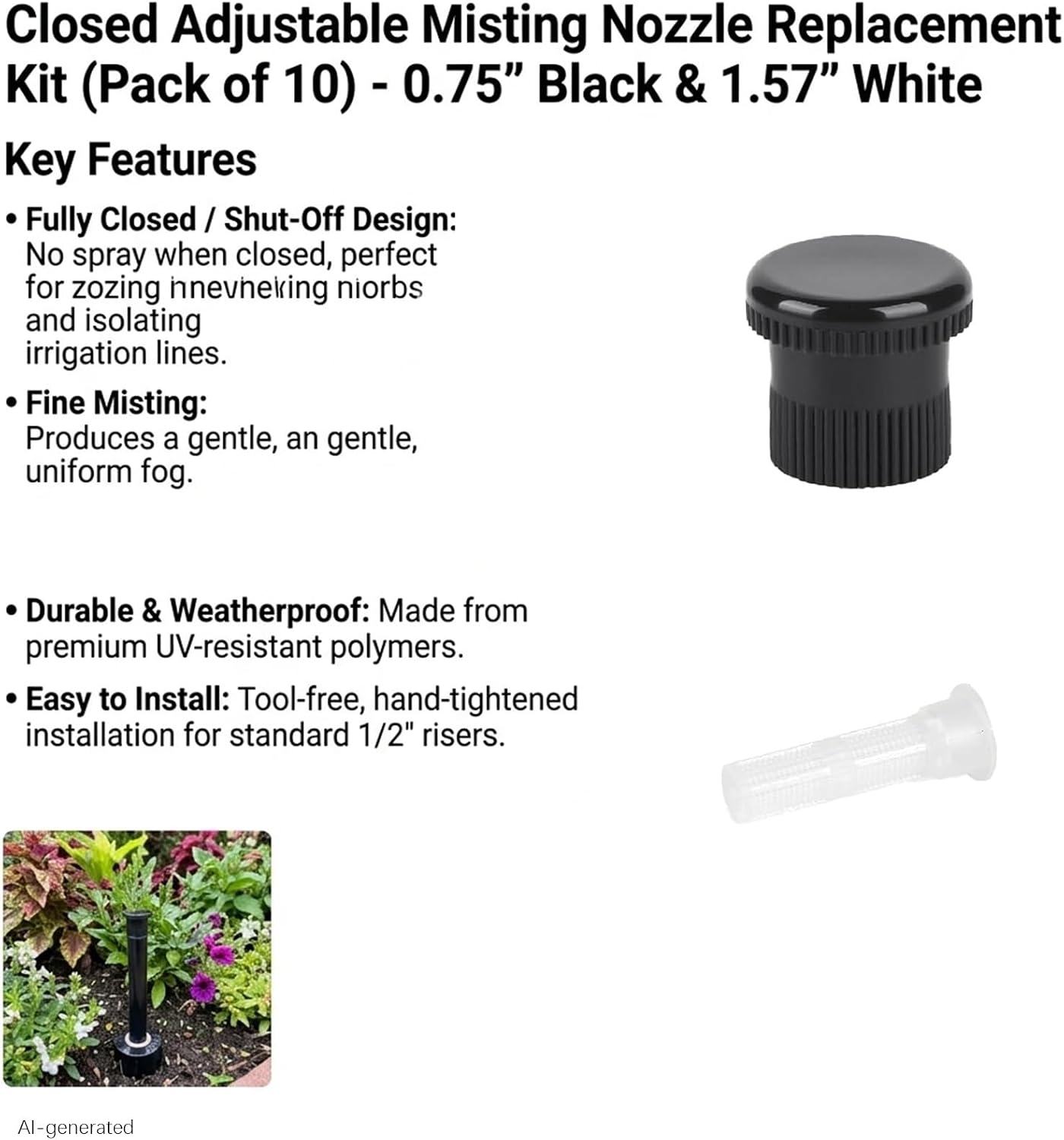 10 Pack Black Spray Nozzle Shut Off Caps, Compatible with 916400SP Sprayer Nozzles, Replacement Spray Head Caps for Garden Sprayers image 3