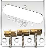 Wilkinson WTB Brass Compensated 3-Saddle Guitar Telecaster Bridge Assembly for Fender Tele Style Electric Guitar Replacement Parts, Chrome