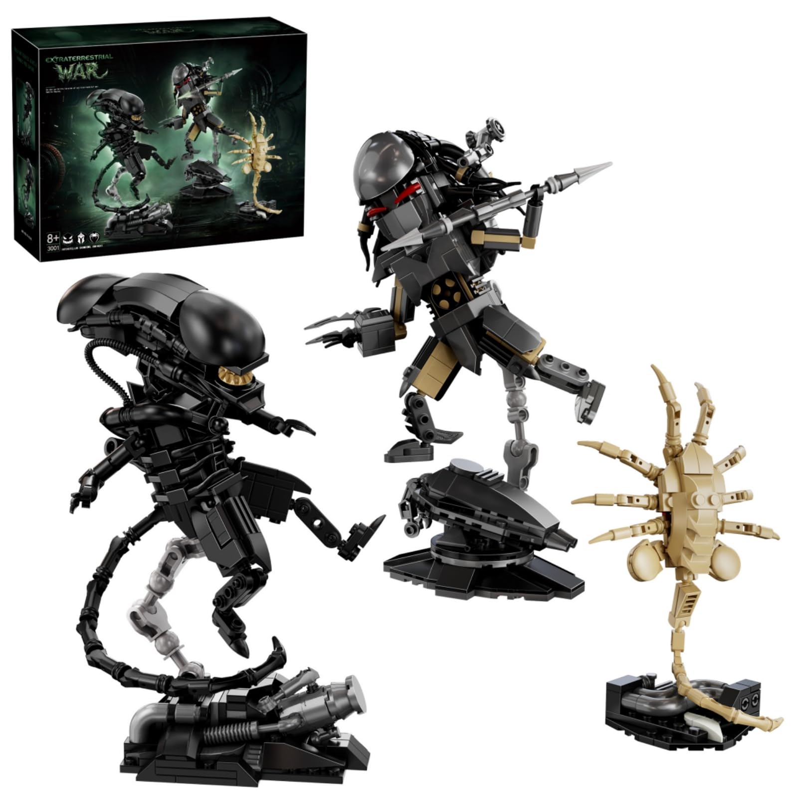 Fuleying Predator Xenomorph Facehugger Building Set, Sci-Fi Alien Building Bricks Toy, Horror Collectible Action Figures Model for Home Decor, for Adults Fans(936 PCS)