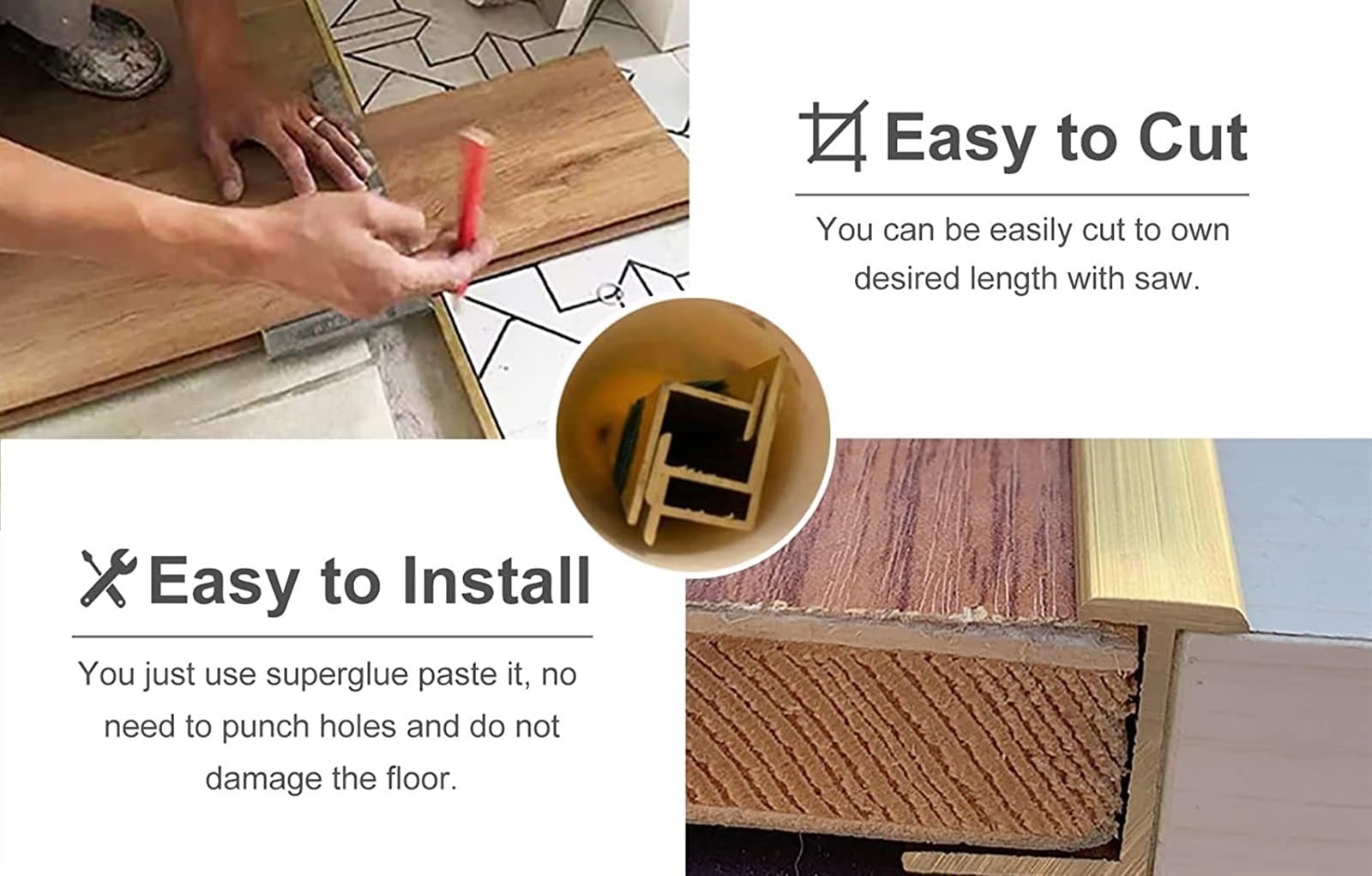 KEuLen Profilo di Transizione, Striscia di Soglia, for Laminato su Legno Duro, Striscia di Copertura for Pavimenti in Stile Z, Barra di Copertura for seminterrato di Porte Interne