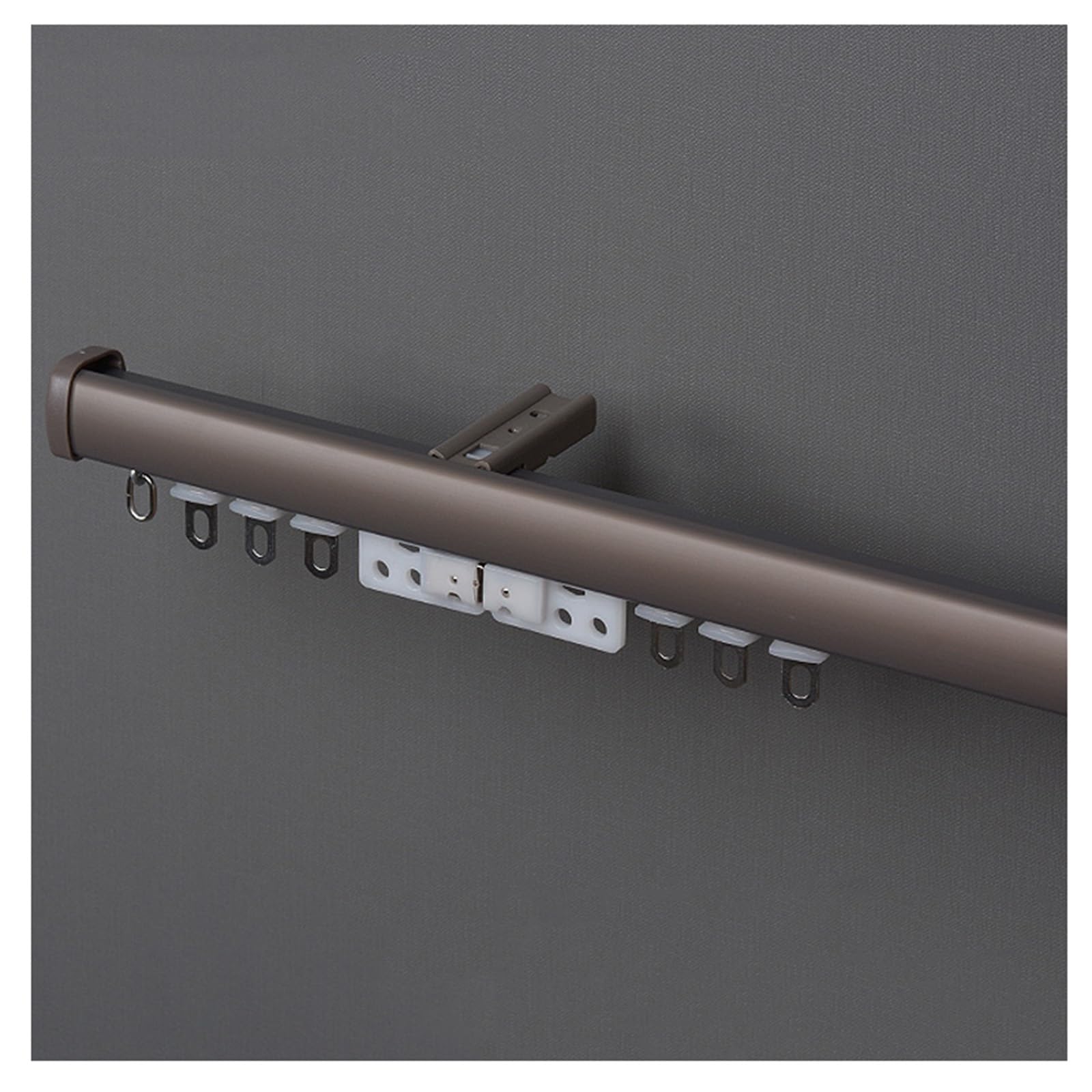 Zestaw szyn do zasłon sufitowych ze stopu aluminium i okucia do przegrody pokoju, regulowana długość (75 cm i 130 cm) - stylowy szary system montażu sufitowego