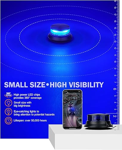 Miniatura 2 de Xprite Luz LED azul para techo con base magnética, advertencia estroboscópica de seguridad intermitente, luces de policía de seguridad para