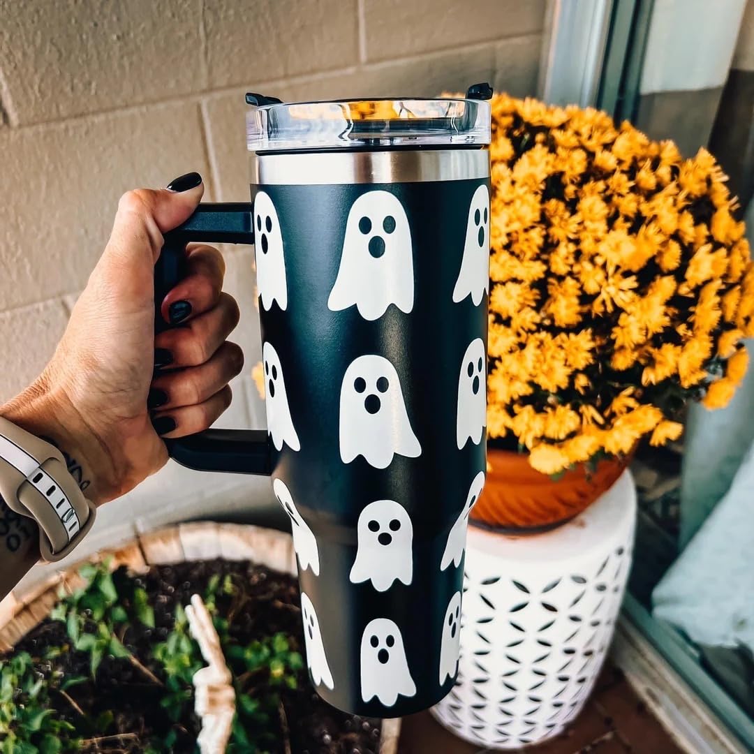4 Copricannucce A Forma Di Fantasma Per Halloween, In Silicone, 2,6x2,6 Cm, Adatte Per Cannucce Da 8-10 Mm, Compatibili Con Stanley Cup, Colori Bianco/Viola E Bianco/Nero - 3