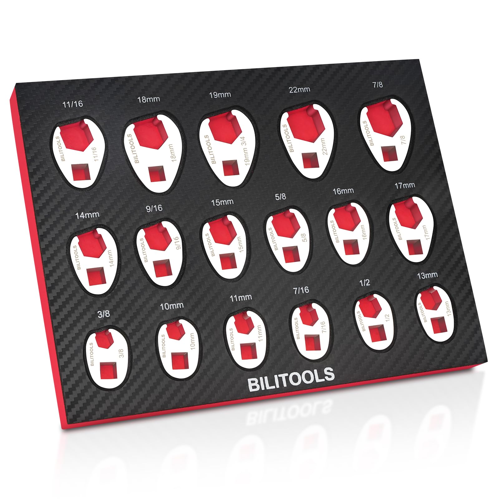 BILITOOLSCrows Foot Wrench Set, 3/8" Drive Crowfoot Flare Nut Cr-V Metric 10-22mm & SAE 3/8"-7/8" | 17 Piece