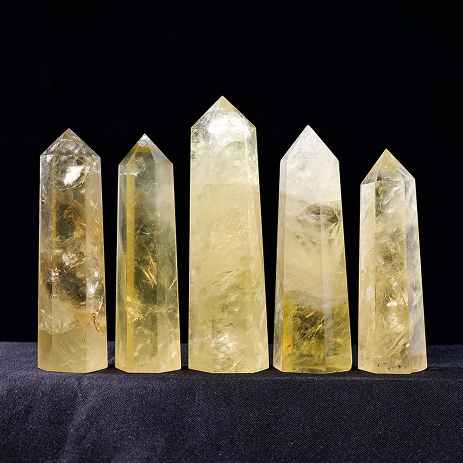 4 Piezas de Piedra Pulida con Varita de Cristal de Citrino Natural