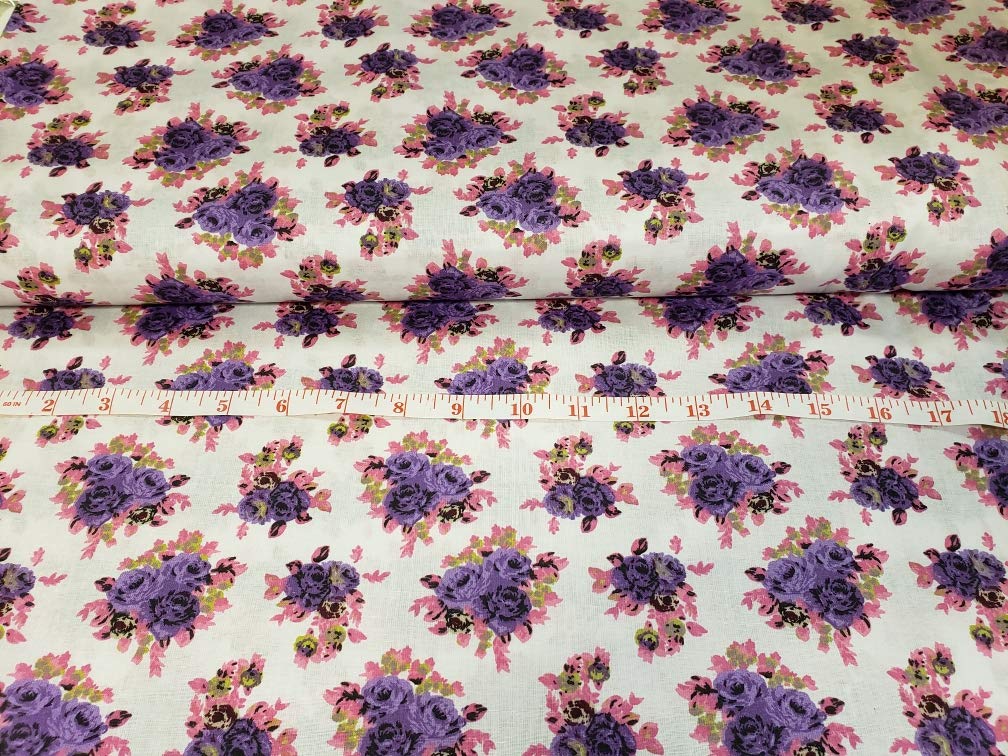 Foust Textiles Floral Bouquets Premium Quality 100% Cotton Sold by The Yard