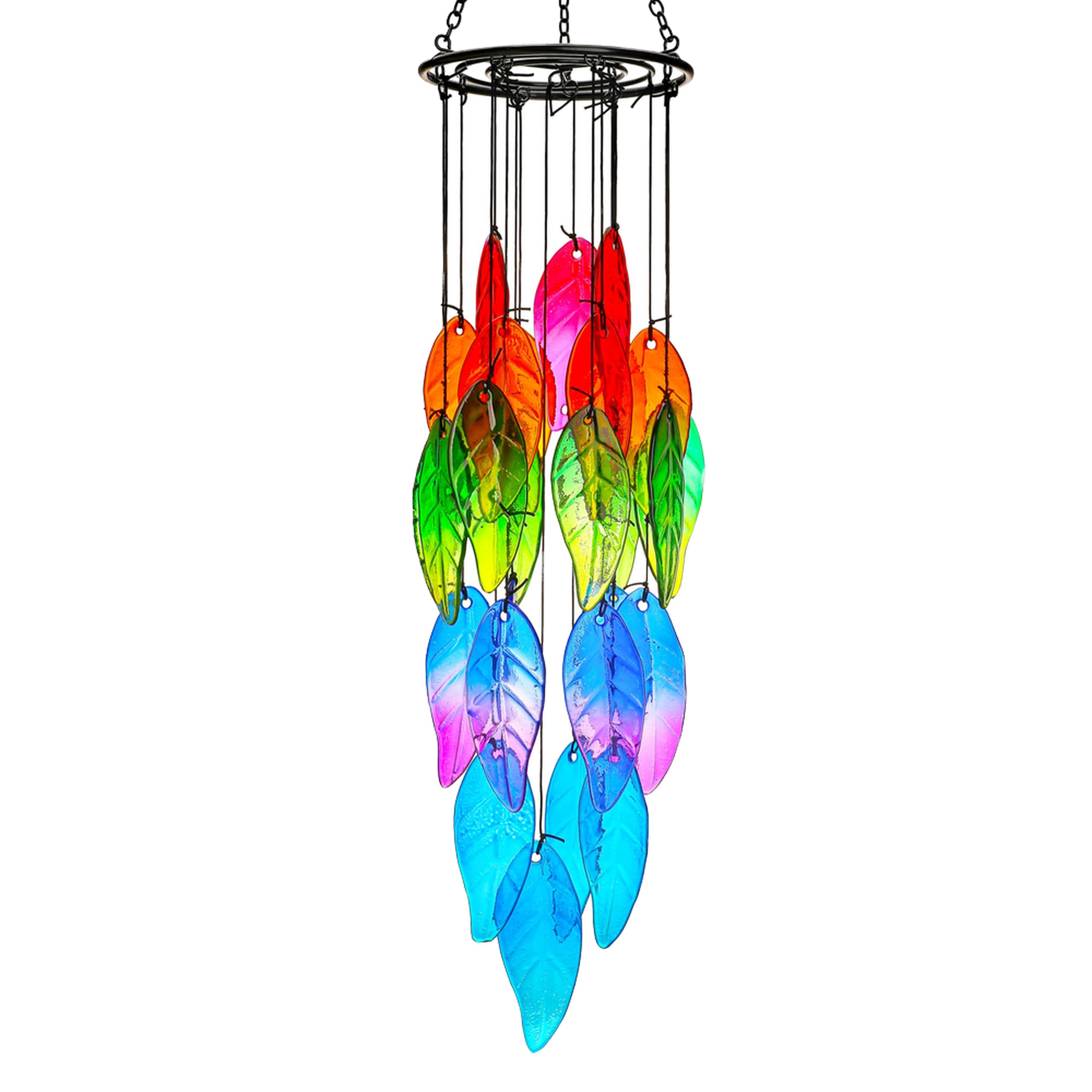 Amazon.com : 18'' Stained Glass Leaves Wind Chimes for Outside