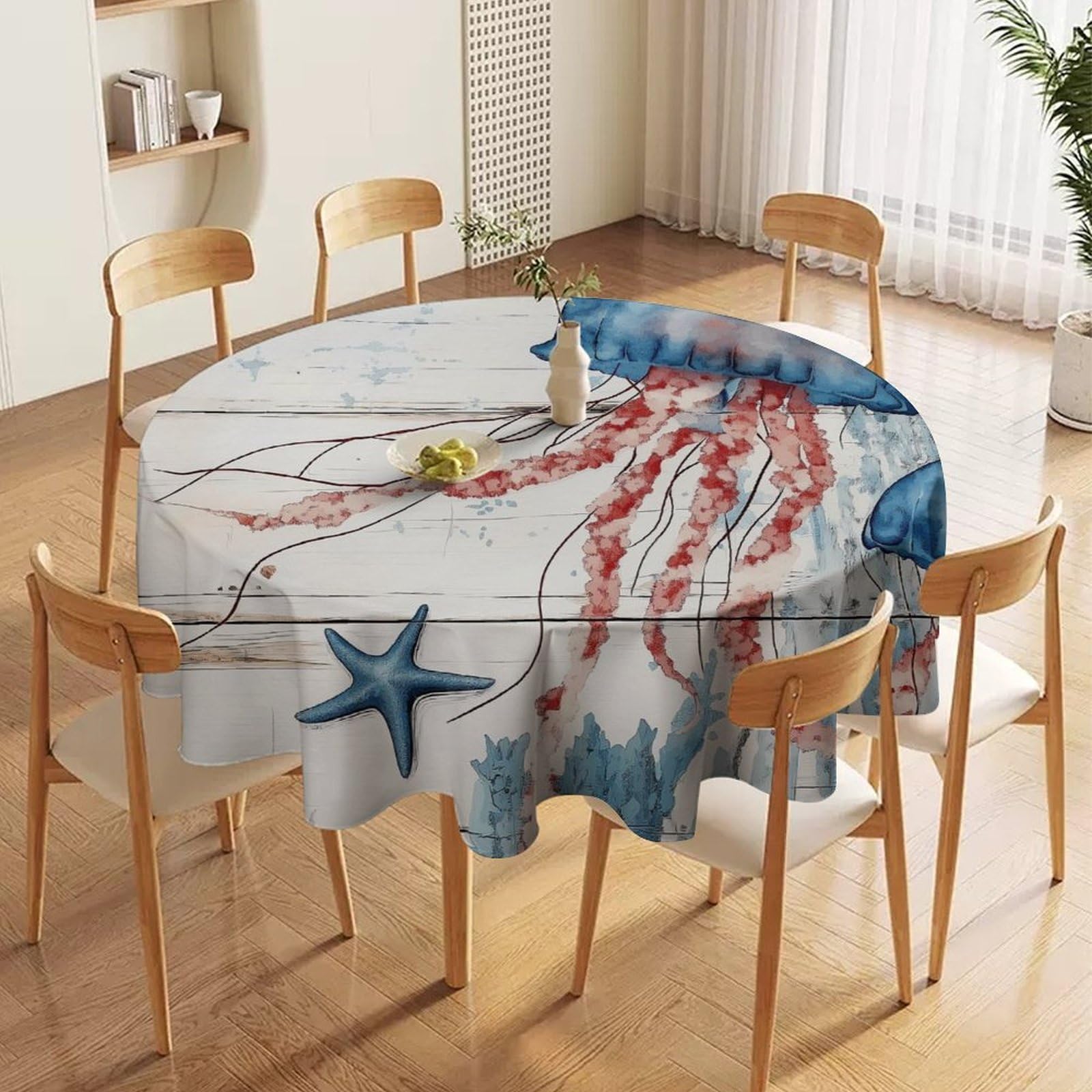 ORDOBO 3D Printed Tablecloth - Baseball Pattern Round Tablecloth Wipeable For Kitchen Dinner Picnic Party Home Fashion Print Table Cover Decoration 91X91Cm