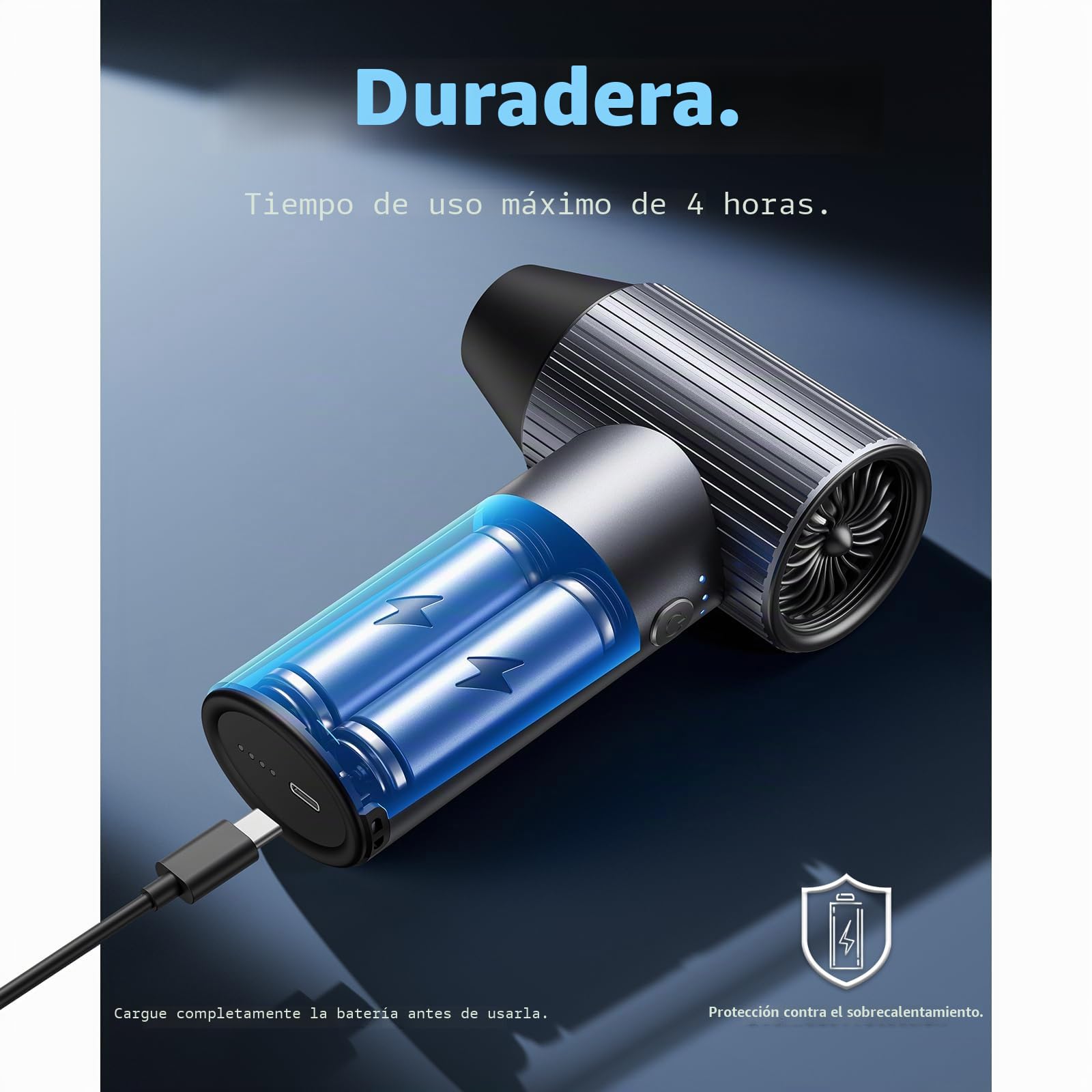 COSANO Mini soplador de metal completo Jet Dry – Plumero de aire eléctrico de 300.000 RPM – Soplador recargable – Plumero de alta potencia con 3 velocidades y 4 boquillas