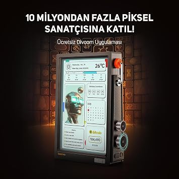 Divoom Times Frame-10.1 inç Dijital Resim Çerçevesi Şeffaf IPS Akıllı Linux OS RGBLED Döner Düğme WiFi 64GB 400+Saat Yüzleri Widget 50+API Beslemeleri Hediye Modu Piksel Sanat Topluluğu (Siyah)