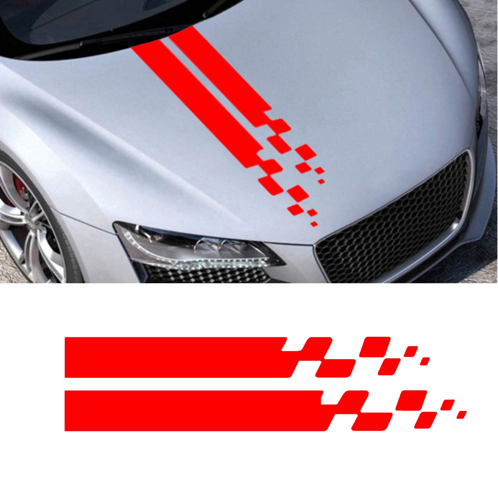 LANZMYAN Car Hood Decal Sticker DBS010 Universal Hood Racing Body Side Vinyl Modified Stripe Exterior Decoration Decal Red