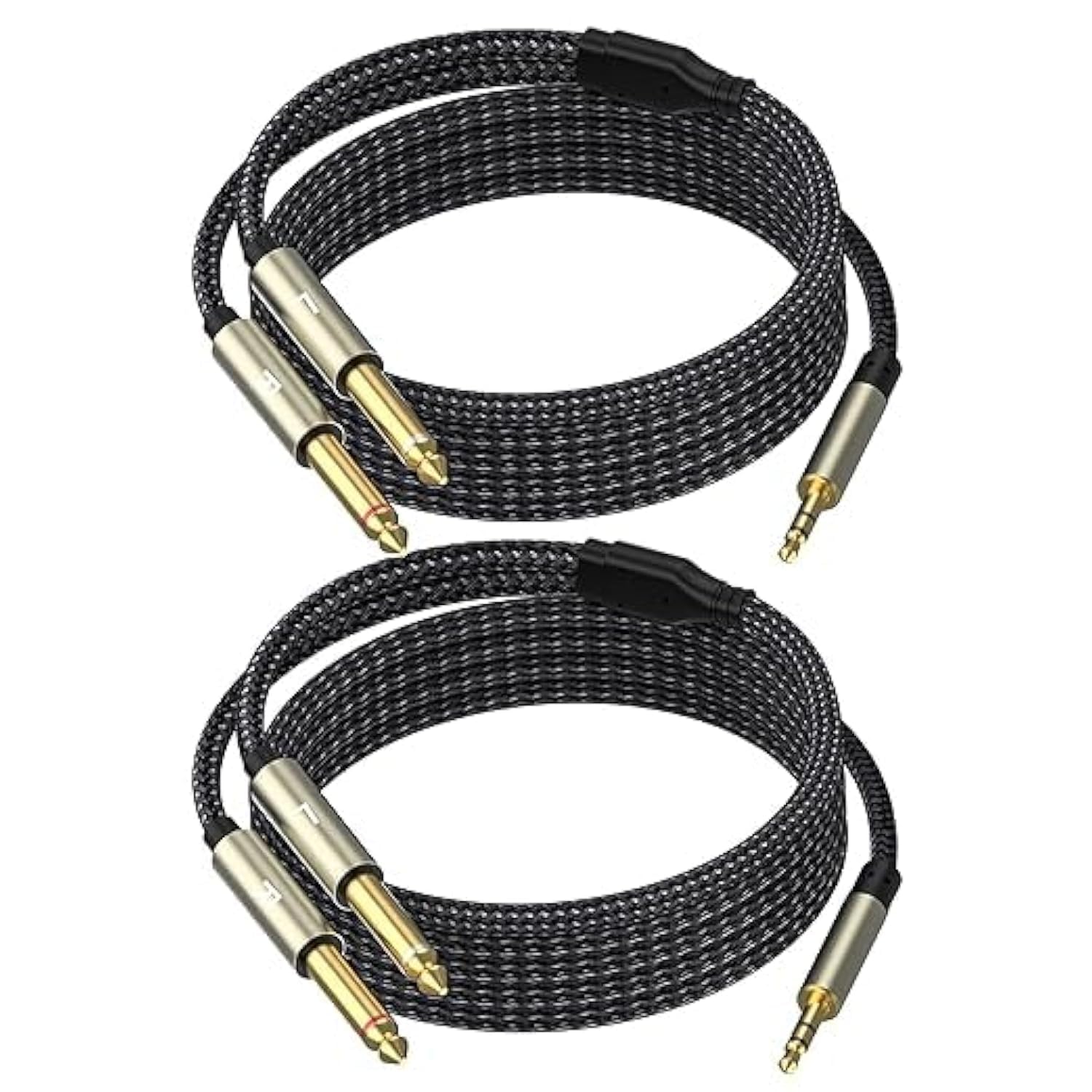 3.5mm Stereo Cable, Audio Cord, 3.3FT, 2Pack, 1/8 TRS to Dual 1/4 TS Mono, Y Splitter Stereo Cord Adapter Compatible with iPhone, PC, CD, Speaker,