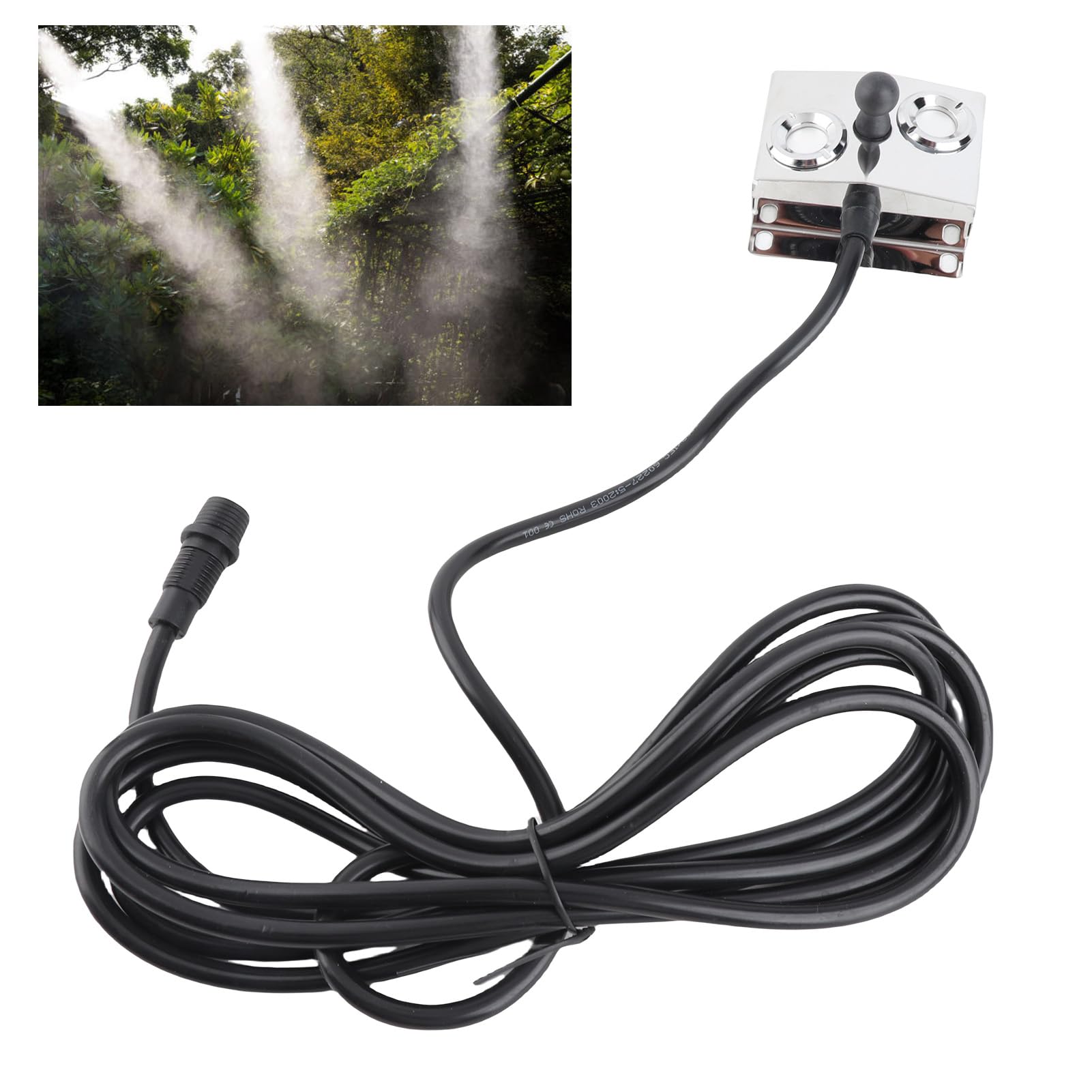 Nebulizador ultrasónico de 2 Cabezales, generador de Niebla de 4,5 l/h, nebulizador de Acero Inoxidable de 36 V con Fuente de alimentación Impermeable IP67, Ideal para estanques,