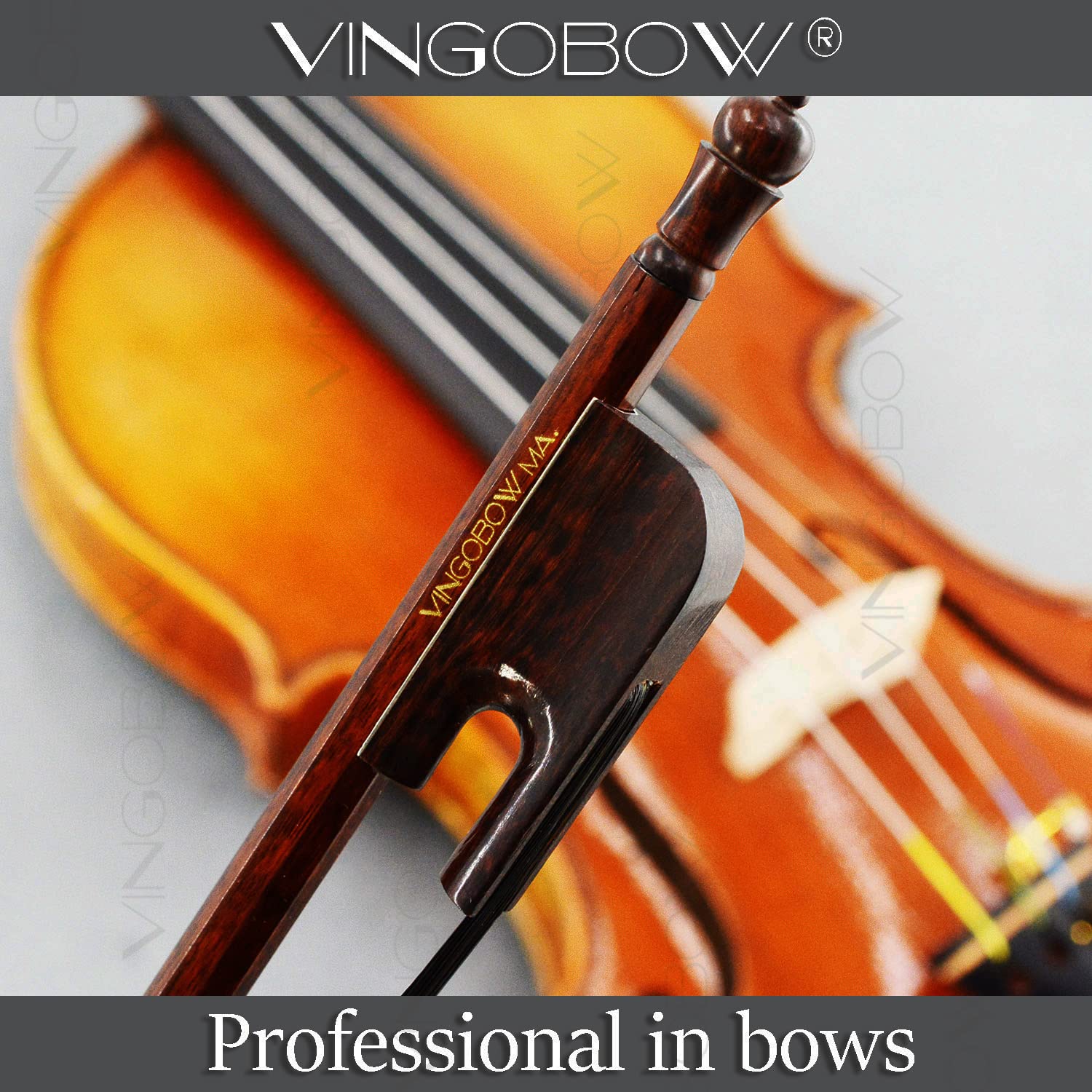 Arco de violín barroco de madera de serpiente Nuevo tamaño completo Pelo de caballo negro Sonido salvaje Control más fácil. Arte No.610VB