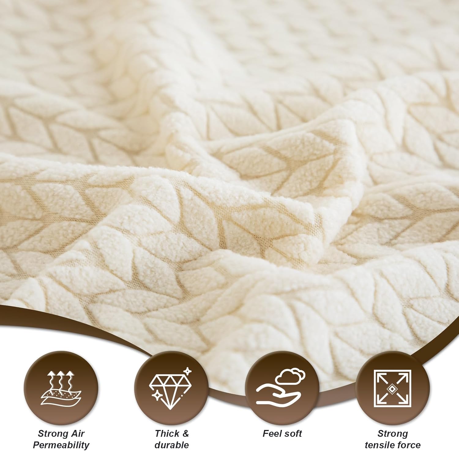 Stretch Couch Covers, Couch Covers for 3 Cushion Couch Sofa pet Friendly, Washable, Furniture Protector Sofa with Elastic Bottom for Cats, Dogs (Wheat Ear Style - Beige, 3 Seats)