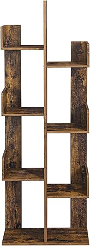 Miniatura 9 de VASAGLE Bookcase, Tree-Shaped Bookshelf with 8 Storage Shelves, Rounded Corners, 19.7 x 9.8 x 55.1 Inches, Rustic Brown ULBC66BXV1 Marrón (Rustic