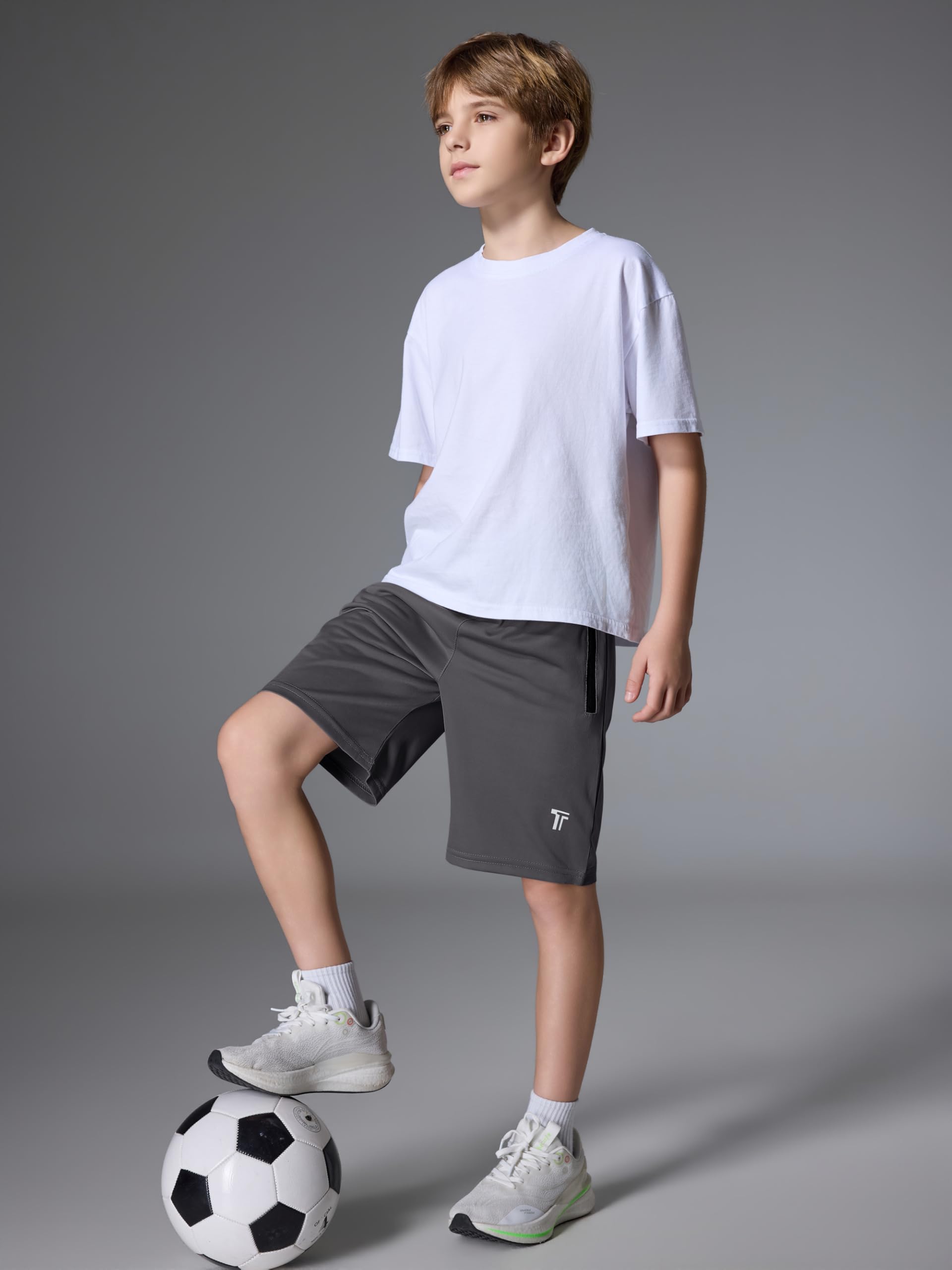 Tuliara 5 Pack Boys Athletic Shorts with Zipper Pockets Basketball Soccer Quick Dry Teen Kids Sport Shorts Elastic Waist — view 6