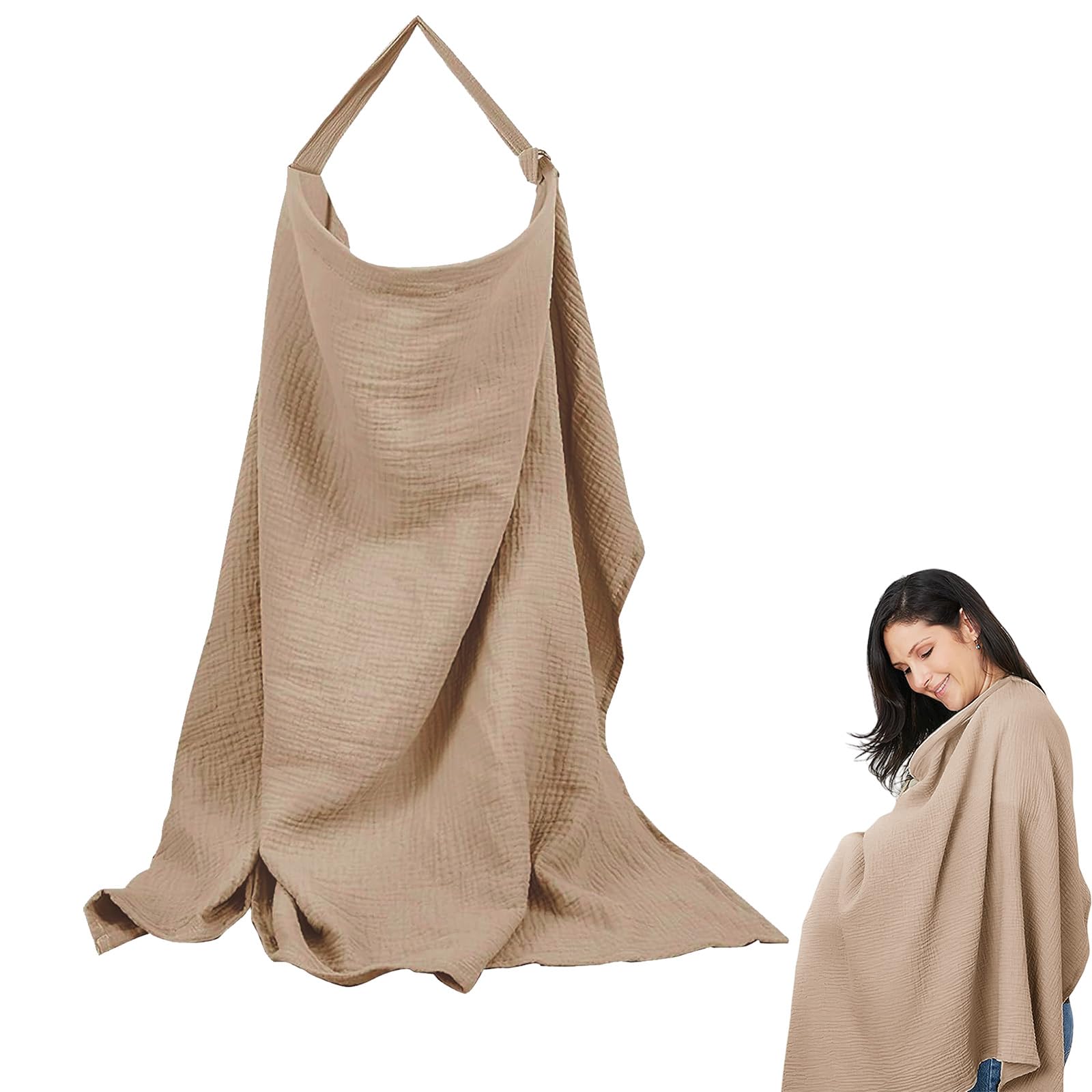 Cimown Stilltuch bio baumwolle, Weicher Und Atmungsaktiver Stillbezug, Geeignet Musselin Stilltuch für Unterwegs, Khaki Nursing Cover