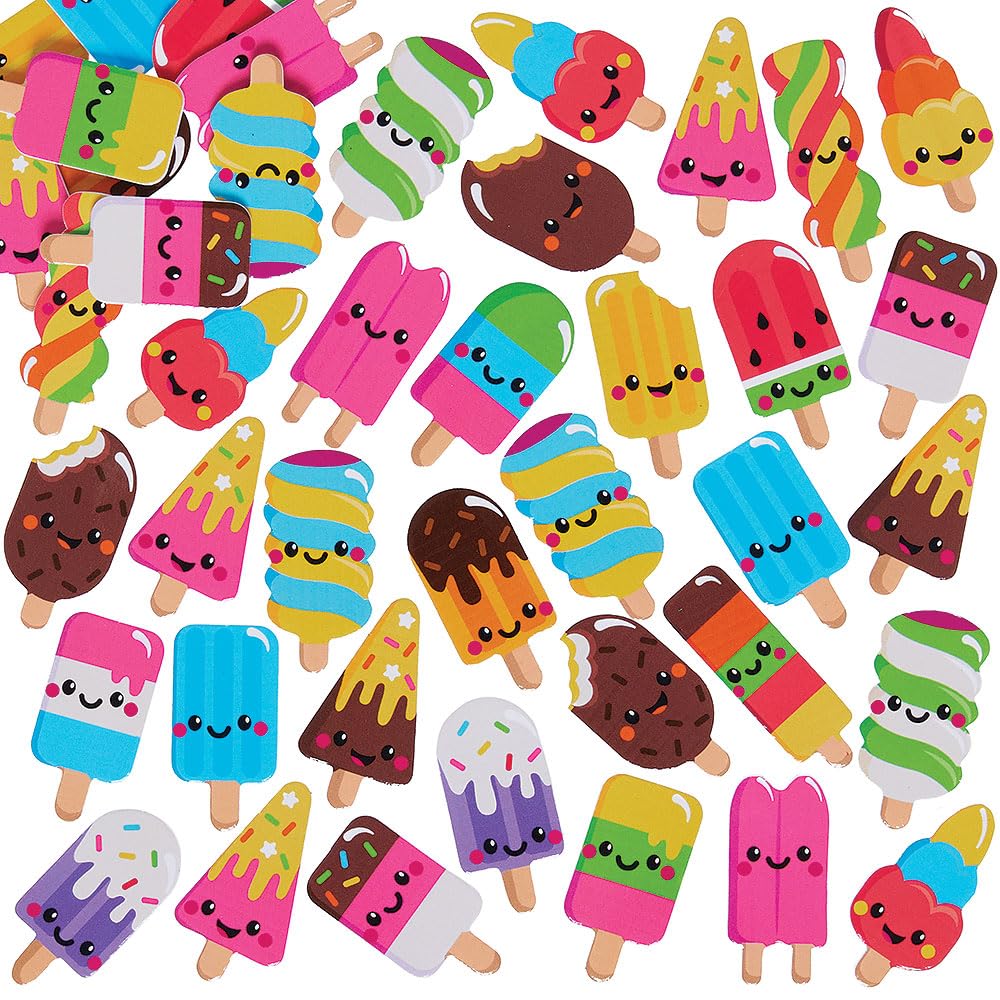 Baker Ross VC235 Ice Lolly Foam Stickers - Pack of 120, Ice Lolly Craft Stickers