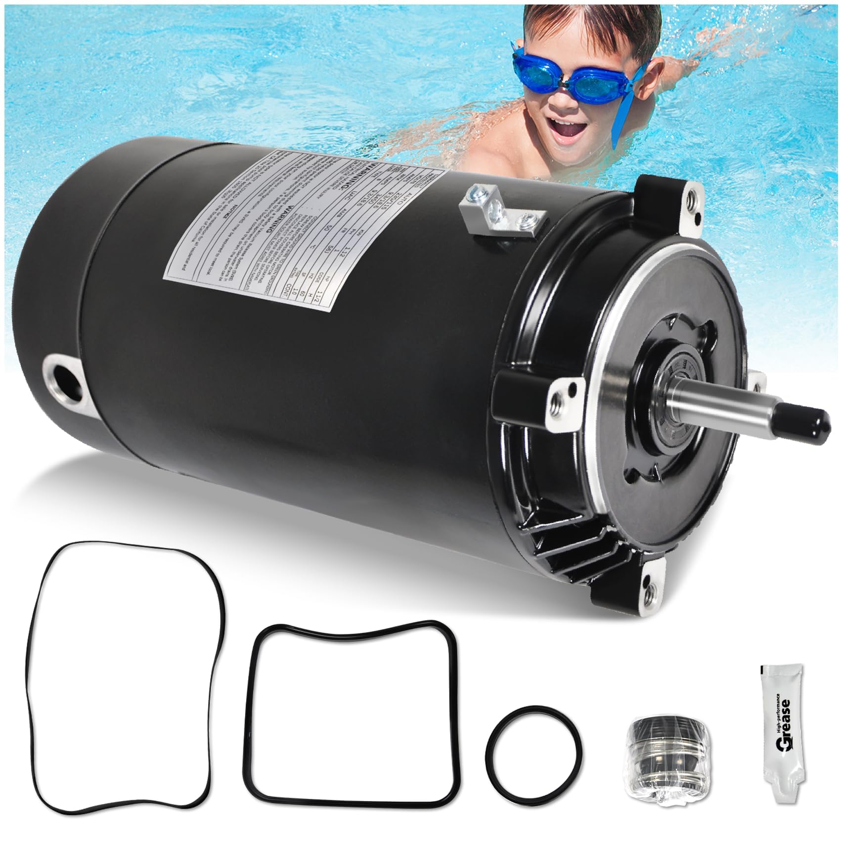 REEPLAR SP2610X15 Motor Replacement Kit Compatible with Hayward Super Pump, 1.5HP, Century UST1152 Swimming Pool Pump Motor with GO-KIT-3