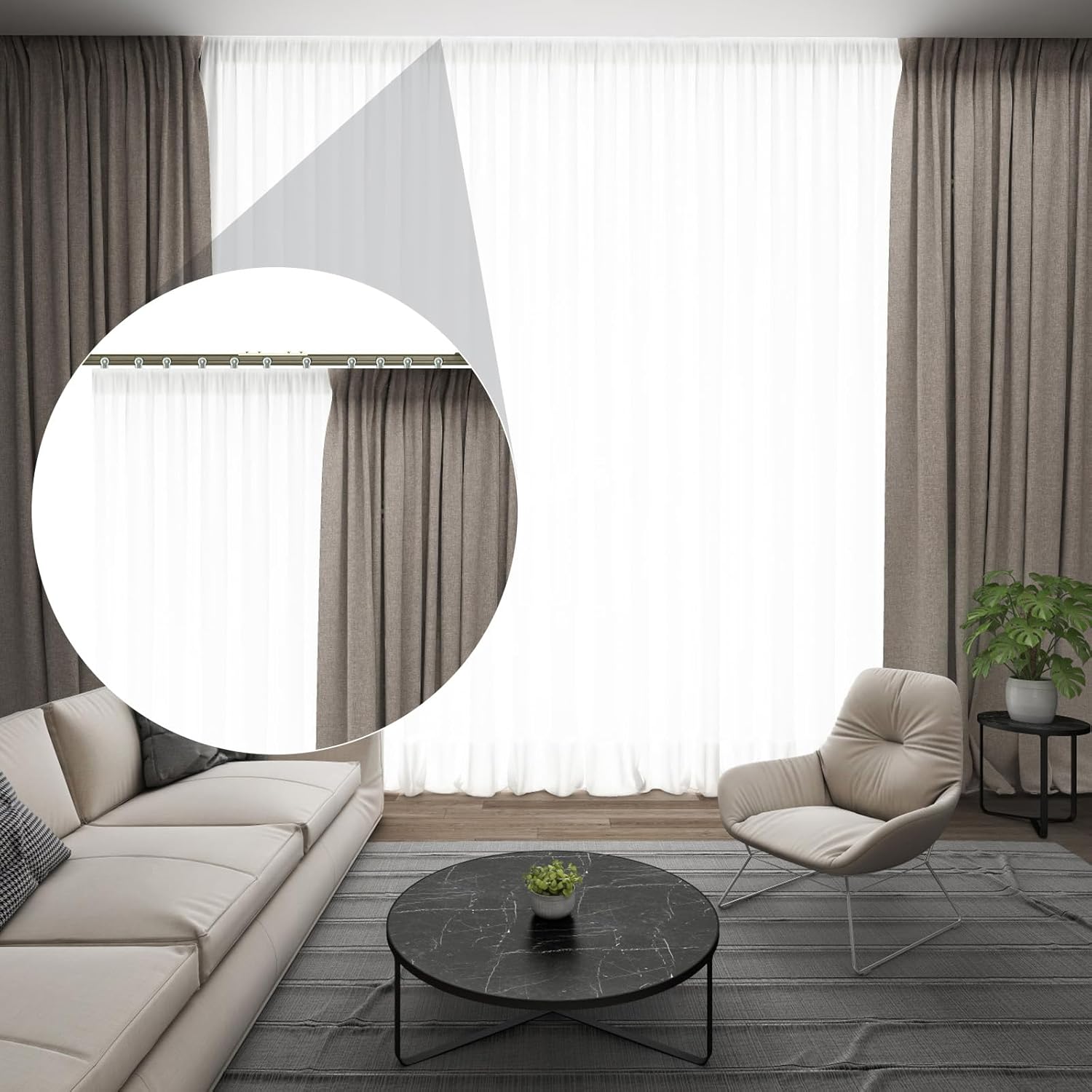 Kompatibilnost vodilice za zavjese s različitim zavjesama