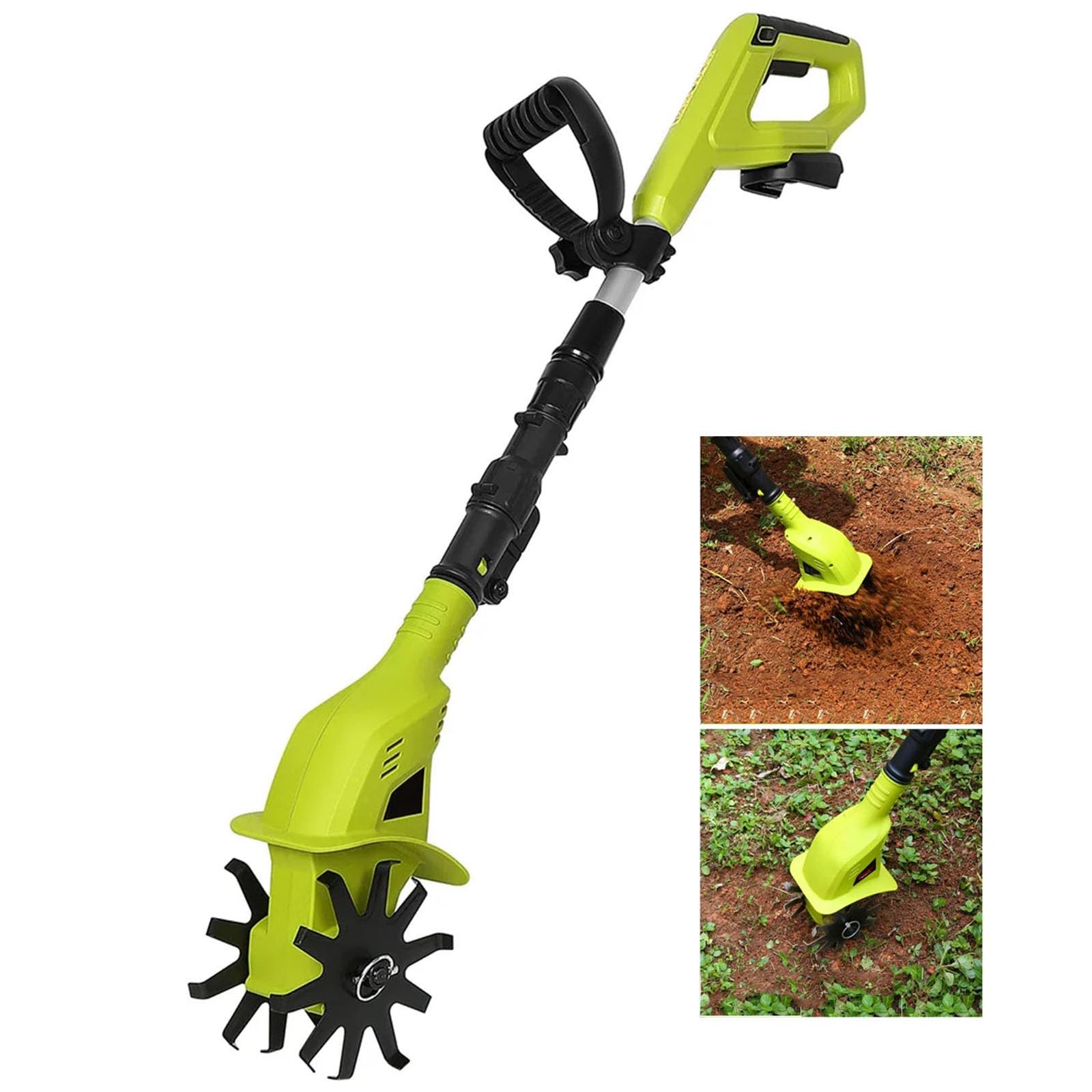 Rotovator Coltivatore Elettrico Compatto E Pratico con Larghezza Di Lavorazione Di 32 Cm E Profondità Di Lavorazione Di 25 Cm,Batteria Al Litio 20 V