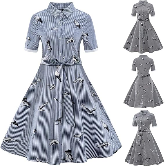 Amazon Co Jp ワンピース Bobogojp S 4xl 女性 レディース デイリー 日常 清純な 可愛い ヴィンテージ ファッション ダクシー ストライプ 印刷 ベルト 包帯 シャツ スイング ドレス 結婚式 宴会 プレゼント 服 ファッション小物