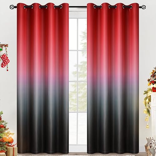 COSVIYA Cortinas de oscurecimiento de habitación con ojales degradados de 84 pulgadas de largo para dormitorio de niños, cortinas de poliéster con disponible en Yaxa Colombia