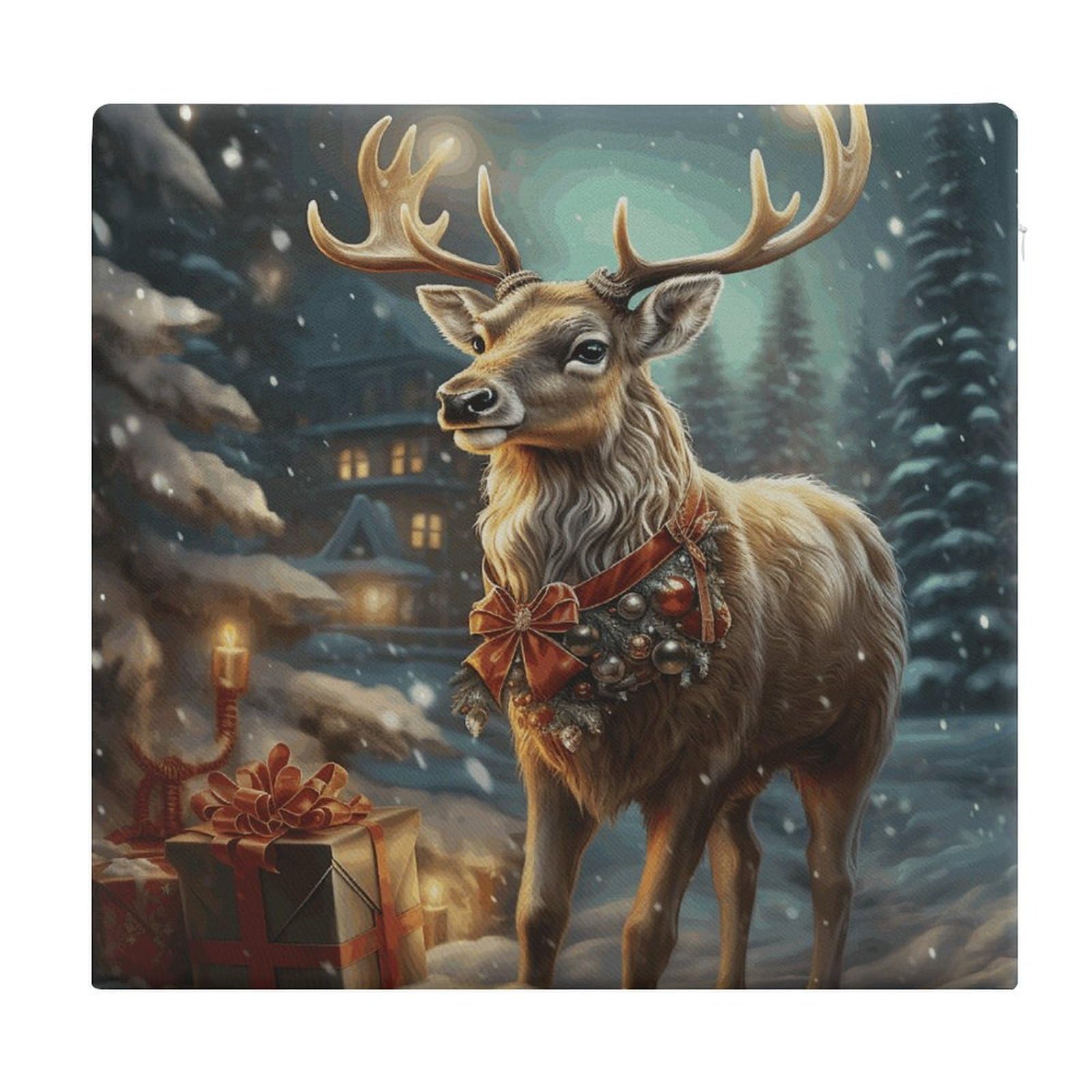 VstaDank Reindeer Chair Cushion for Dining Chairs Breathable Square Chair Pads Non-Slip Seat Cushions Memory Foam Pad Floor Pillow for Meditation Or Yoga 13.8”x15”