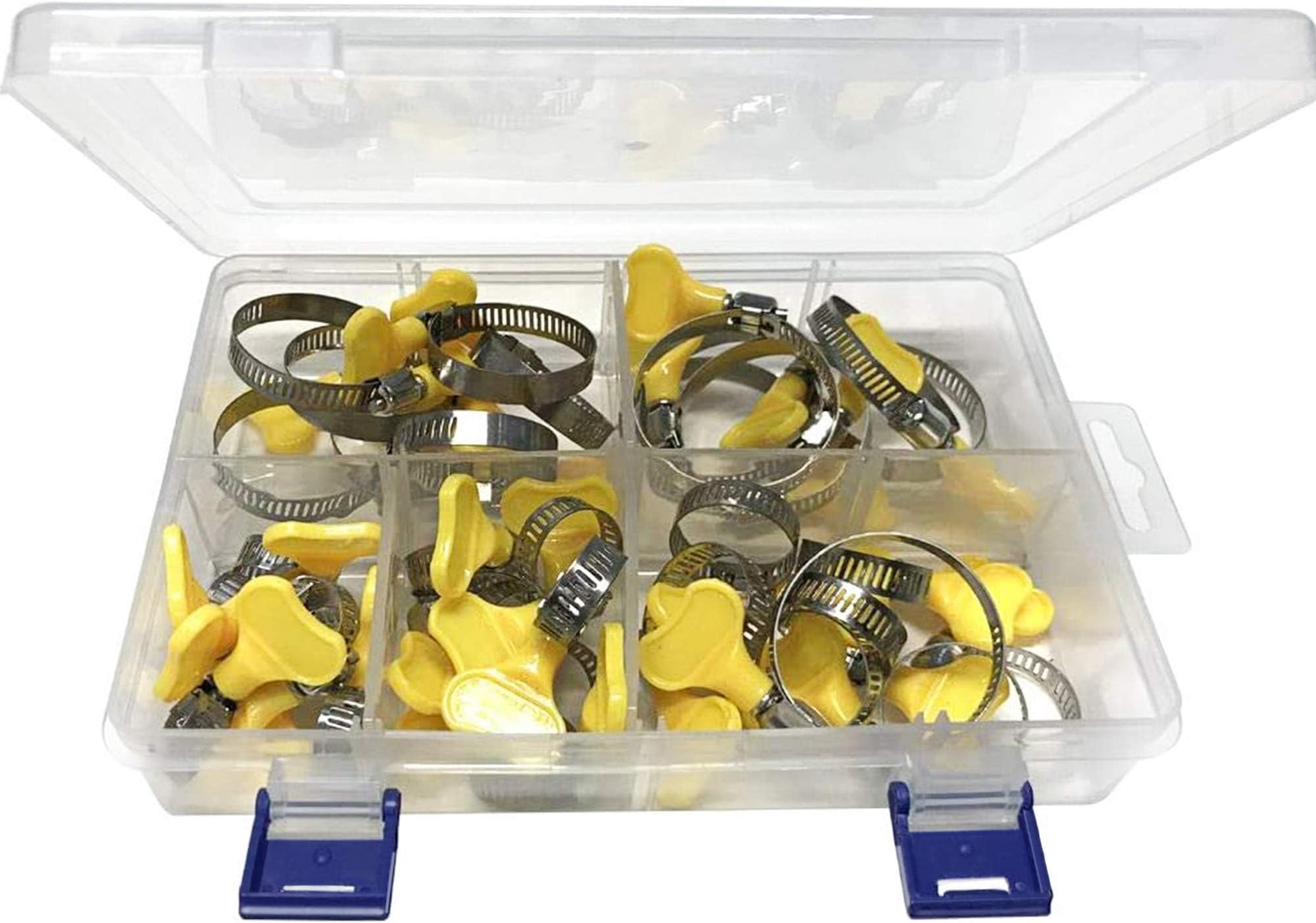Lamondre 35 Pcs Hose Clips Easy-Turn Adjustable 8-44 mm Clamping Range Stainless Steel Hose Clamp Assorted 5 Size, Worm Gear Style