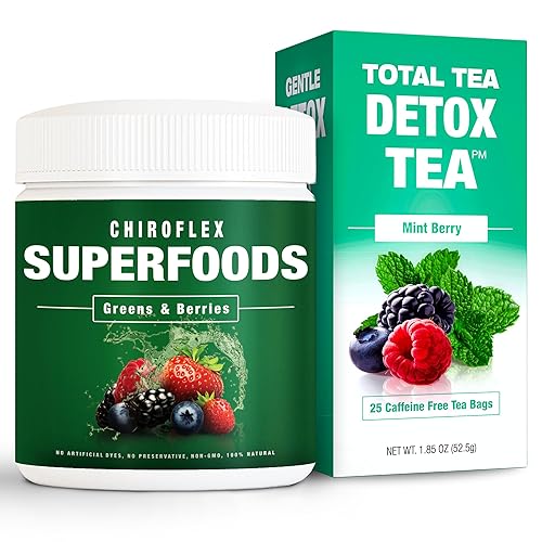 Total Tea Adelgazante Té Detox Sin Cafeína y Superalimento Verdes Suplemento en Polvo