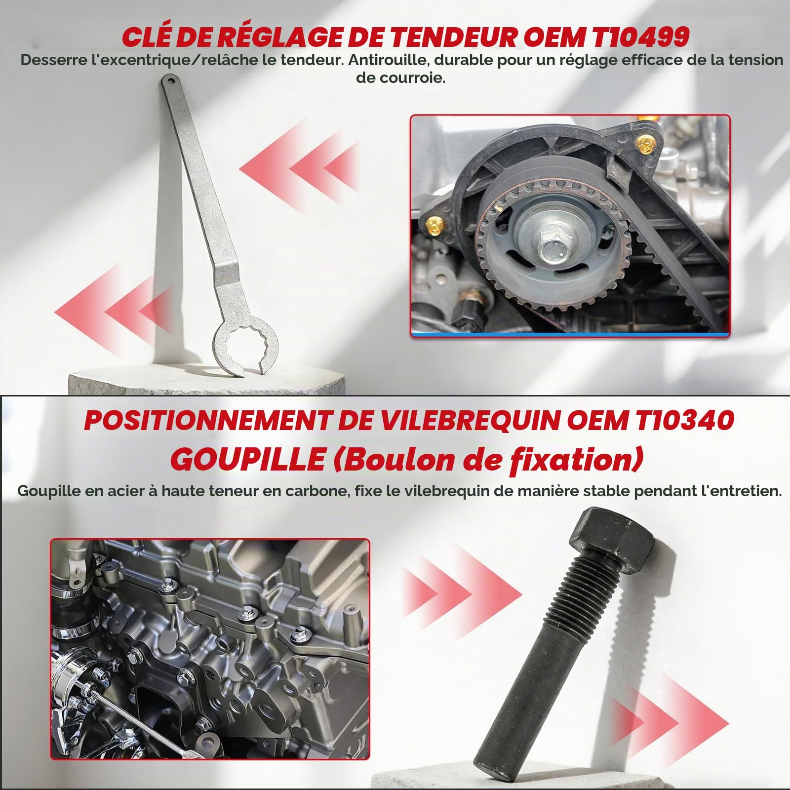 Outil Calage Courroie Distribution Moteu 9 Pièces Outils Distribution Compatible avec VW Skoda Calage Distribution pour Les modèles VW Golf Jetta avec Moteur 1.0 1.2 1.4L TSI TFSI EA211