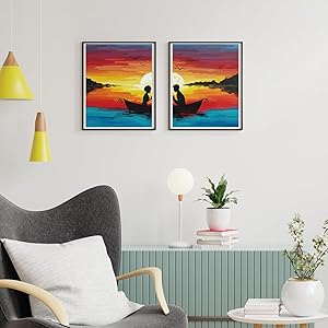 Nuberlic Painting Kit, 8x10 Inch, 8 Pcs Pre Printed Canvas, Love Theme, for Adults Kids, Paint and Sip Kit for Party Favor