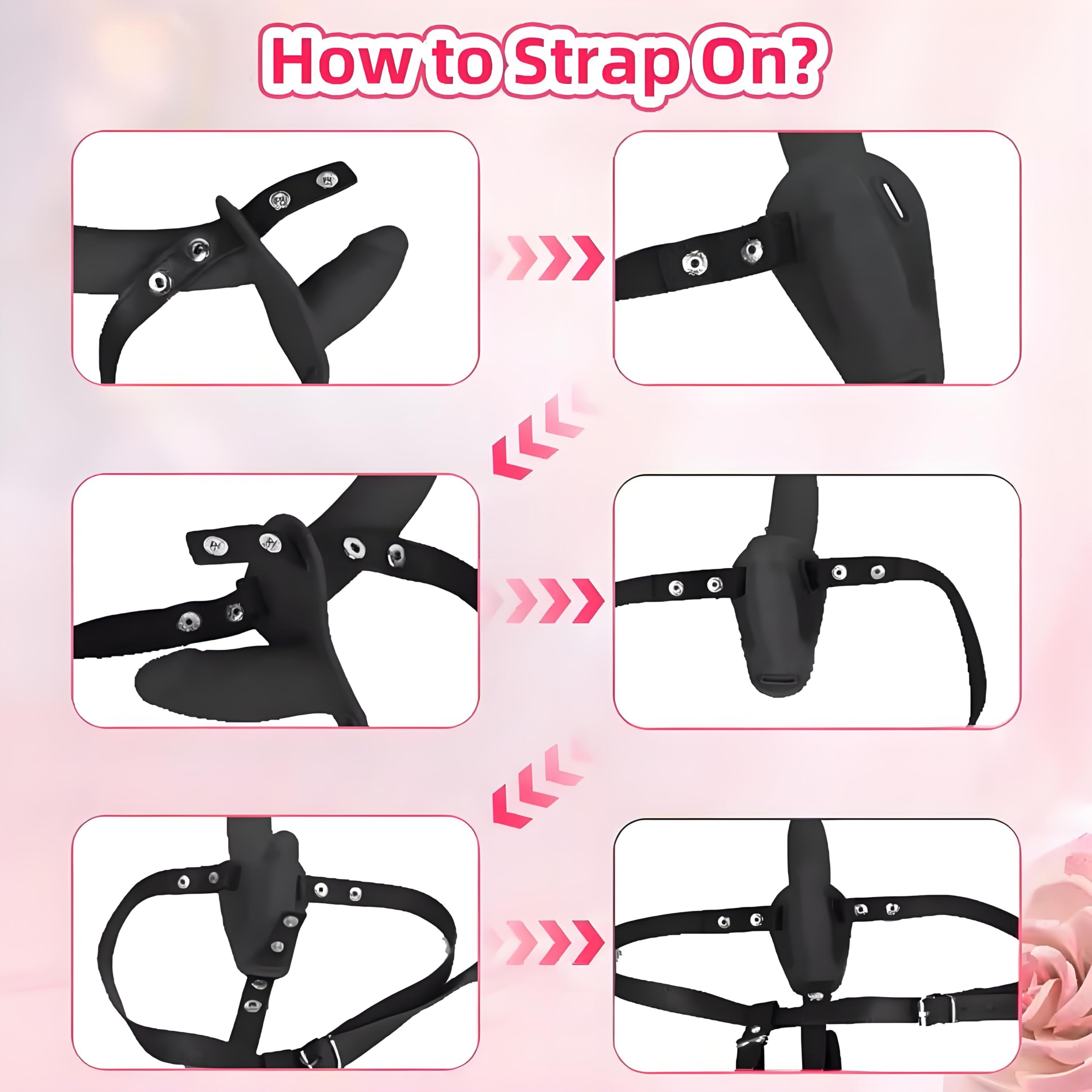 Strap-On Doble Dildo Vibradores para Lesbianas, Consolador Juguetes Sexuales para Estimulador el Anales y Clítoris para Mujeres, Alternativos Sex Toys para Parejas, Adjustable, Removeable (N1) (Black)