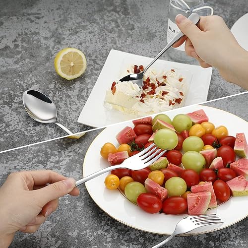 Miniatura 6 de Juego de cubiertos de 20 piezas para 4, juego de cubiertos de acero inoxidable, utensilios de cena, incluye cuchillo tenedor cuchara para cocina,