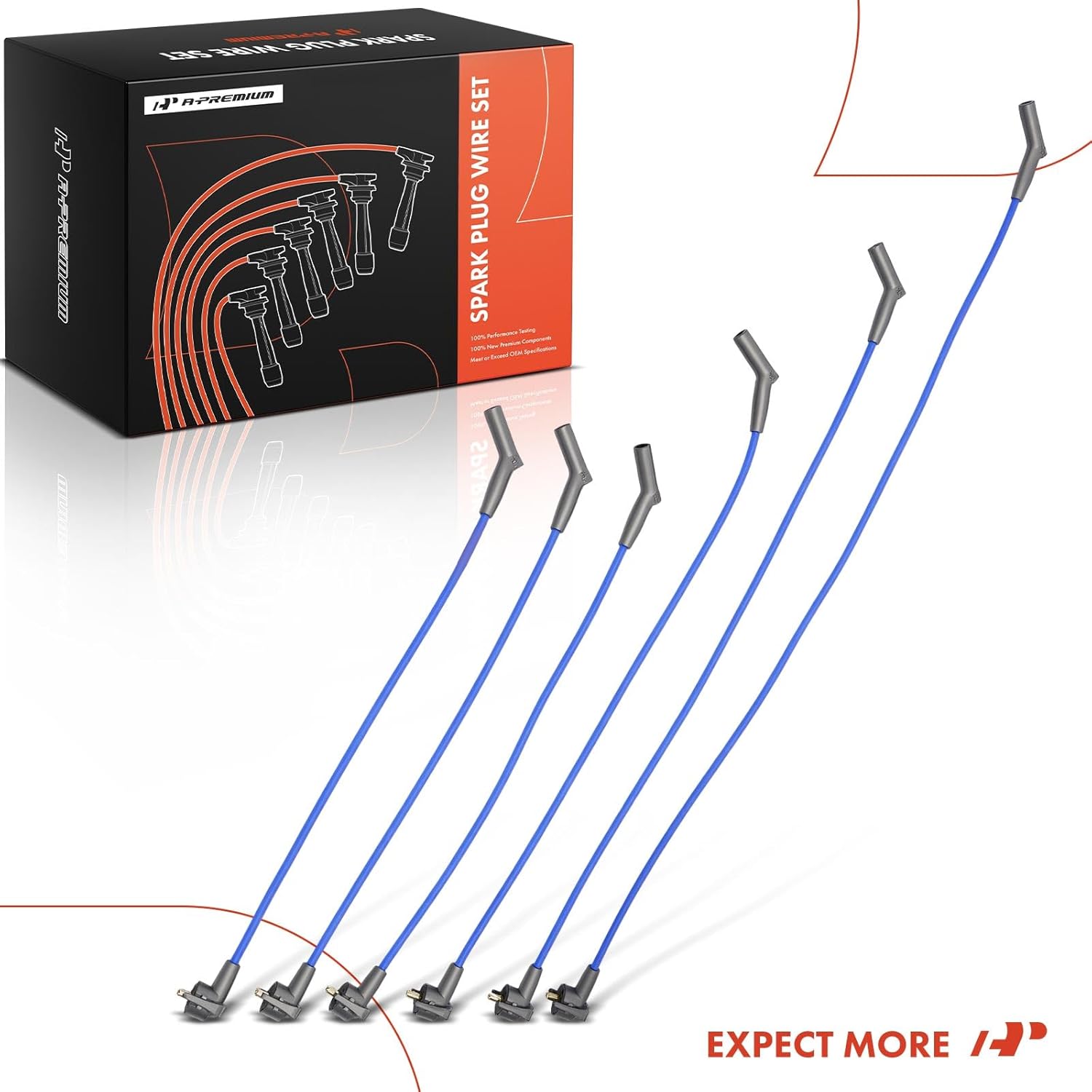 A-Premium 6 PCS Spark Plug Wires Compatible with Ford Explorer 1997-2000, Ranger 1997-2000, Aerostar 1997, 4.0L, Blue