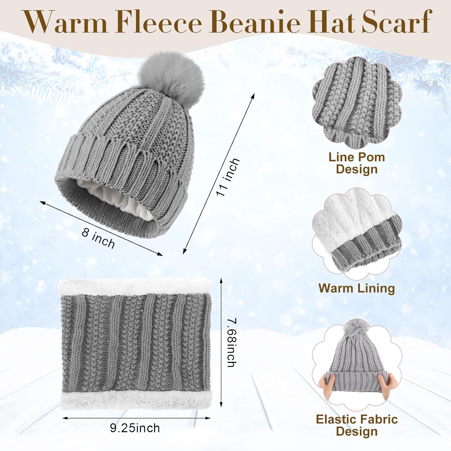 Suhine 16 Pcs Winter Beanie Hat Scarf Gloves Set Women Winter Knitted Hat Circle Scarves Touchscreen Gloves Earmuffs - Image 2